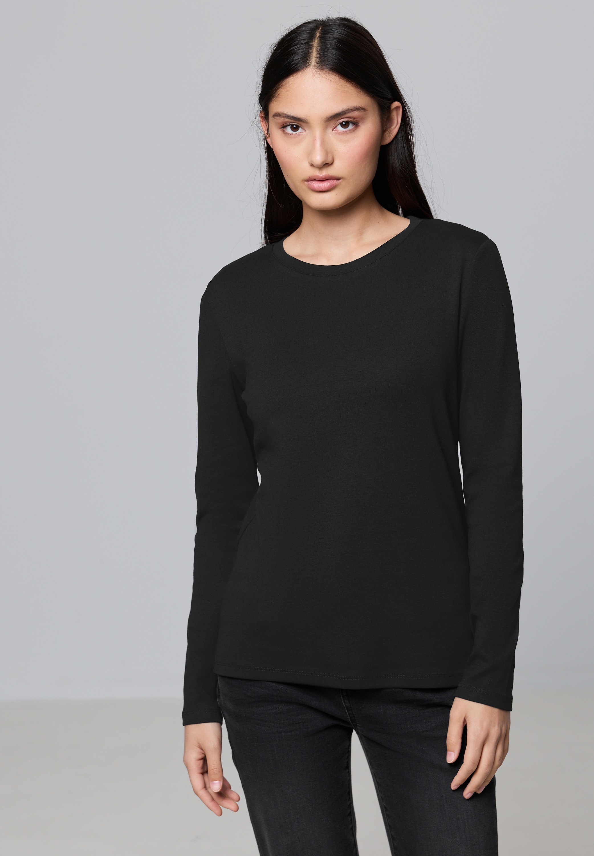 STREET ONE STUDIO Langarmshirt im soften Baumwoll-Mix