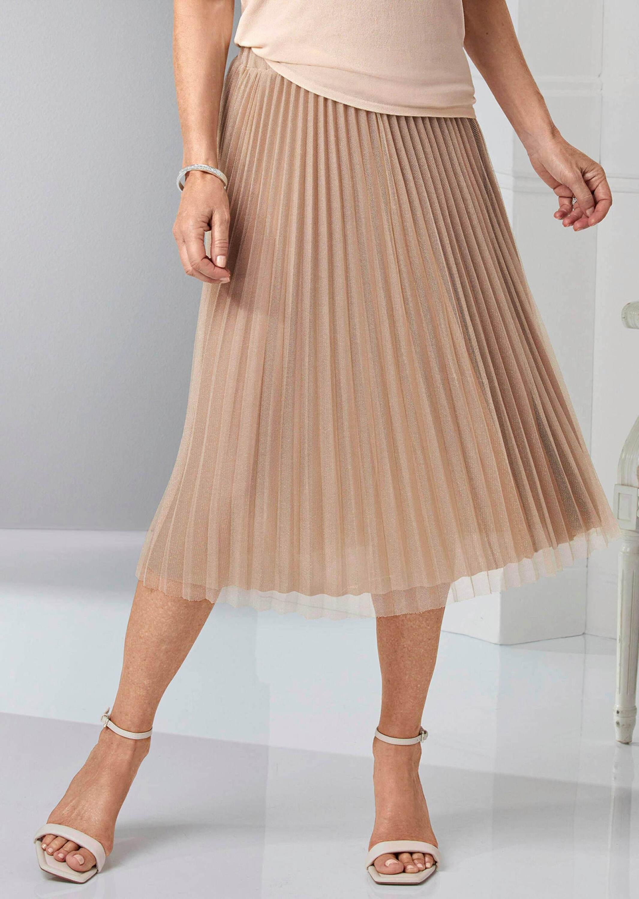 GOLDNER Schlupfrock »Festlicher Plisseerock aus schimmerndem Mesh«