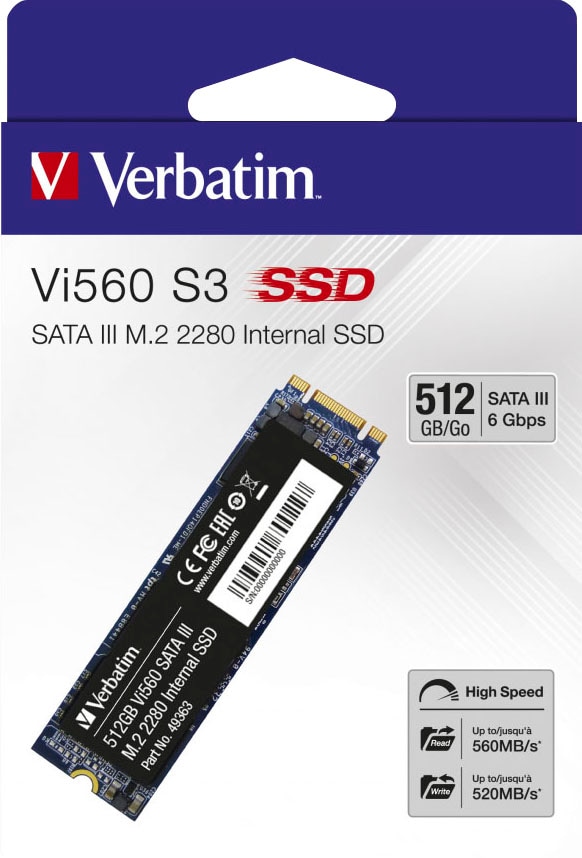 Verbatim interne SSD »Vi560 S3 M.2«, Anschluss M.2 (2880)-SATA