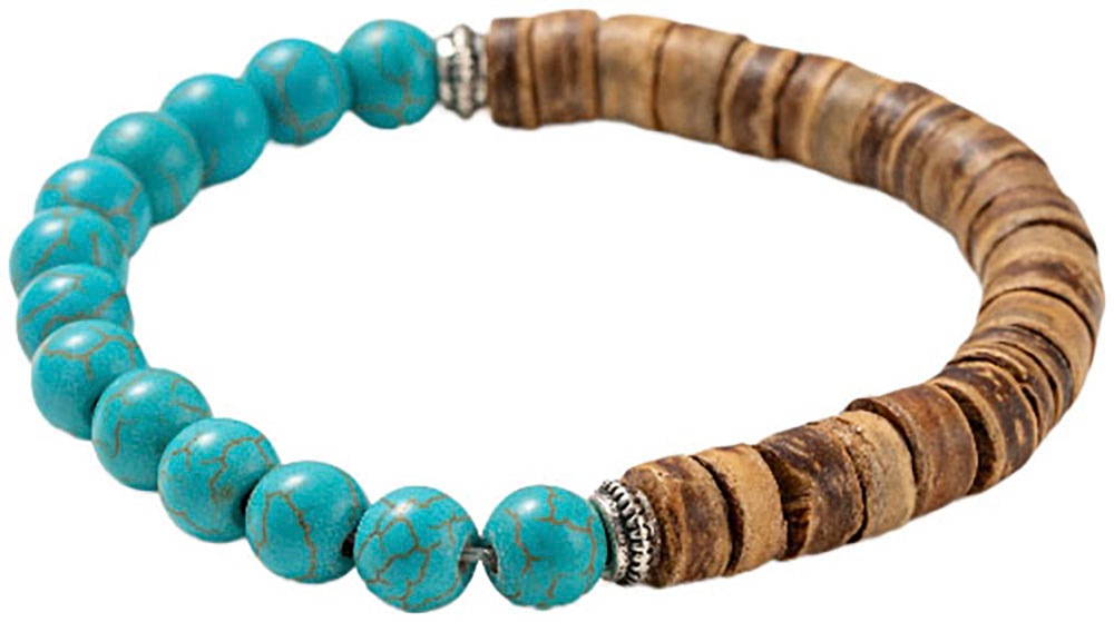 Firetti Armband »Schmuck Geschenk Armschmuck Armkette Edelstein Perlen«, Made in Germany - mit Türkis-Imitat, Kokosnuss