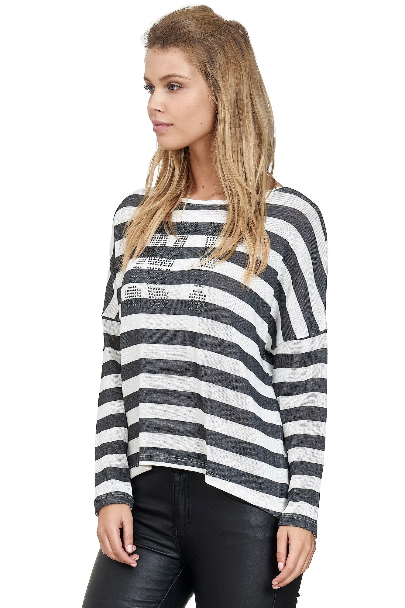 Decay Langarmshirt, mit Strassstein-Schriftzug