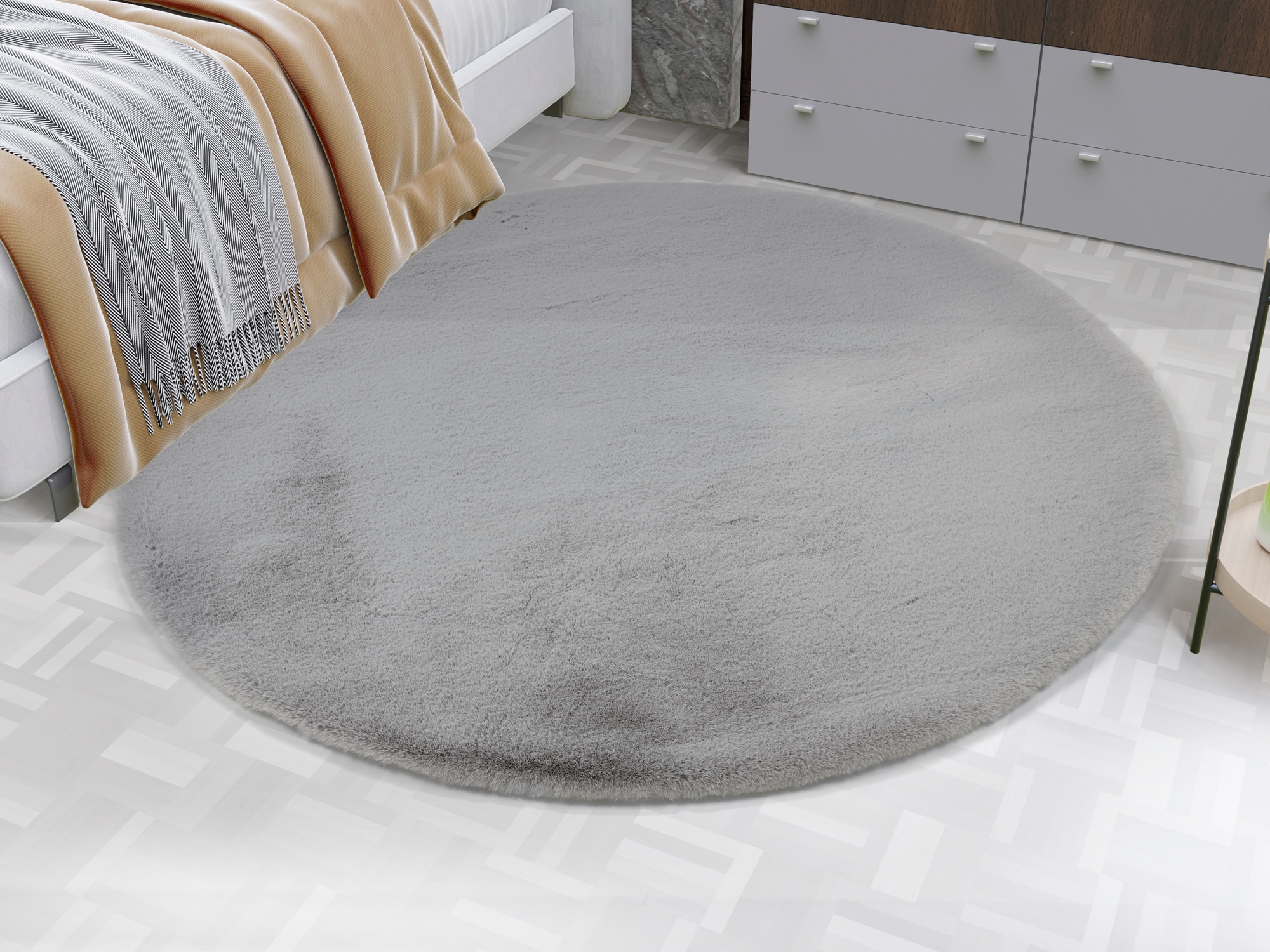 OCI DIE TEPPICHMARKE Teppich »ROCKY SOFT«, rund, 35 mm Höhe, Kunstfell, weich, kuschelig, maschinell gewebt, waschbar