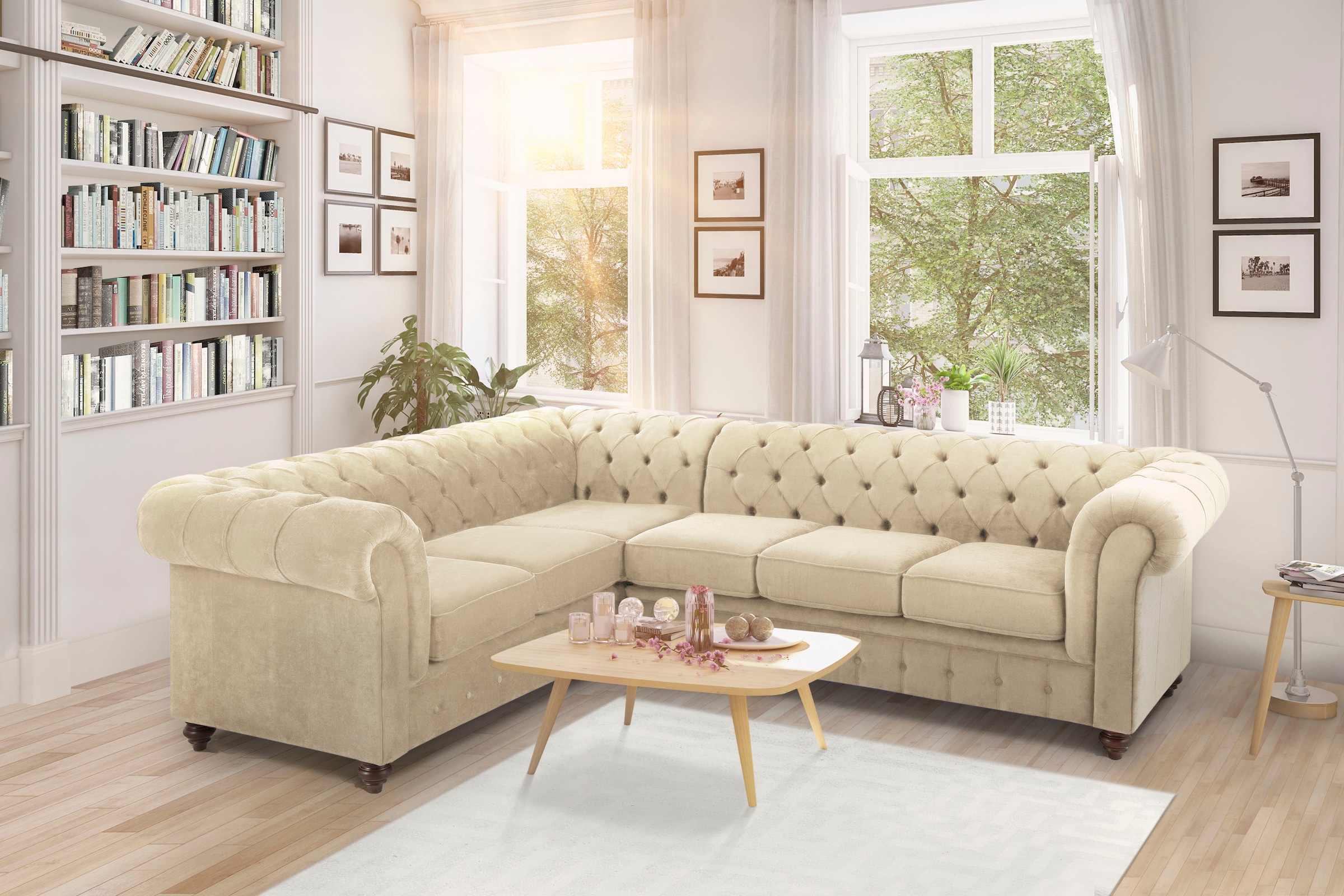 Home affaire Chesterfield-Sofa "Duc Ecksofa L-Form", hochwertige Knopfheftu günstig online kaufen