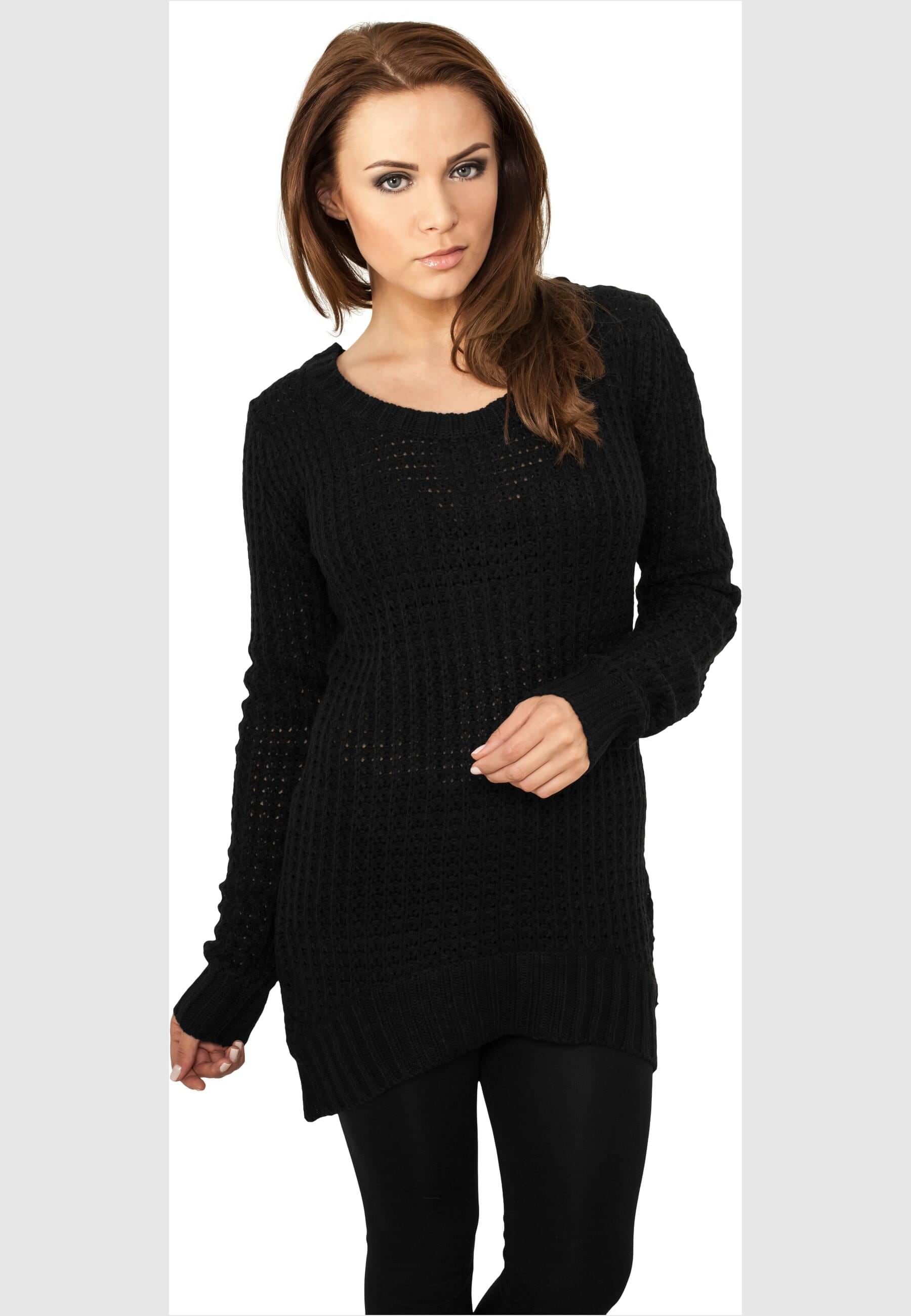 URBAN CLASSICS Rundhalspullover »Urban Classics Damen Ladies Long Wideneck Sweater«, (1 tlg.)