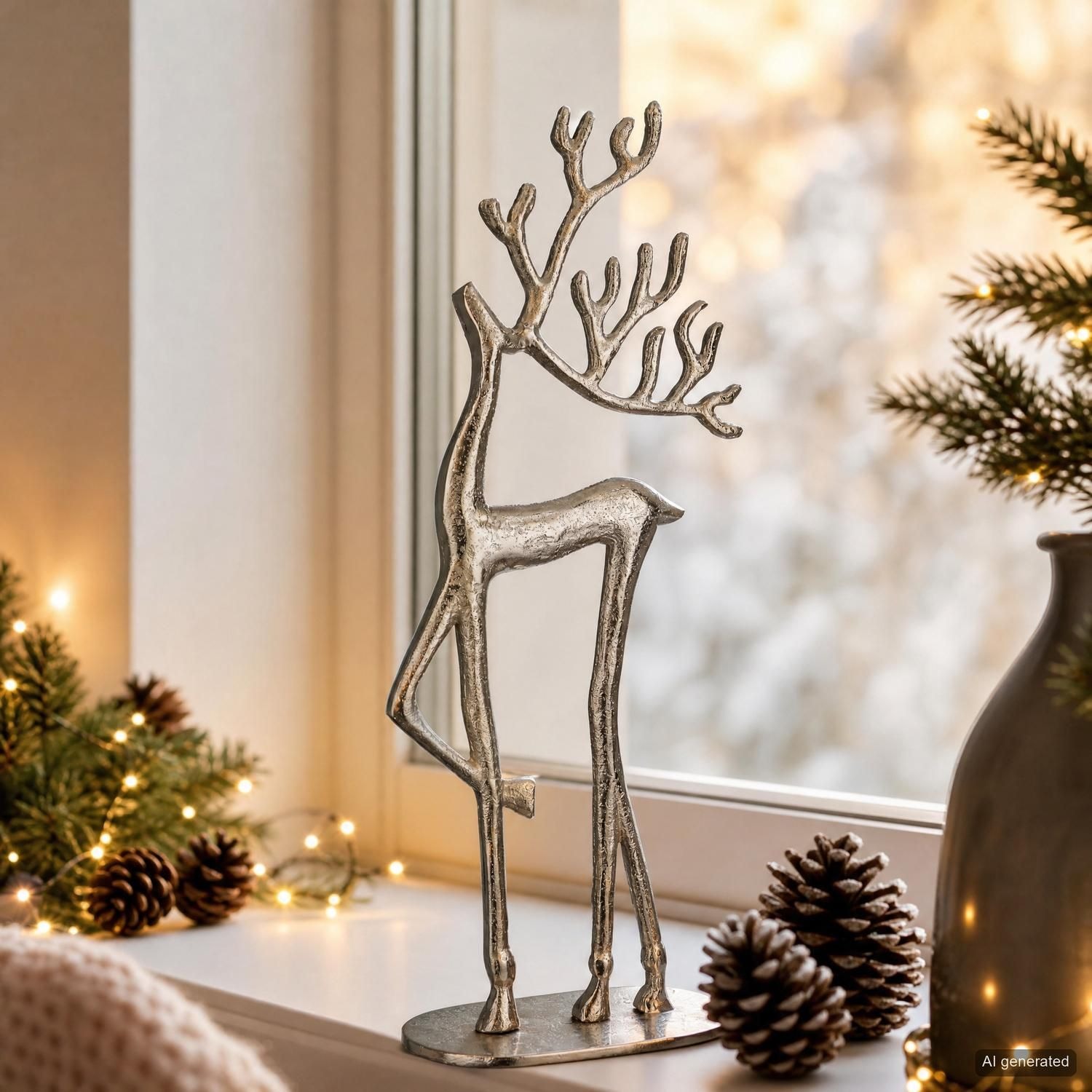 Casablanca by Gilde Skulptur »Figur Nordy silberfarben« Rentier Dekofigur Weihnachten Winter Geweih Tischdekoration