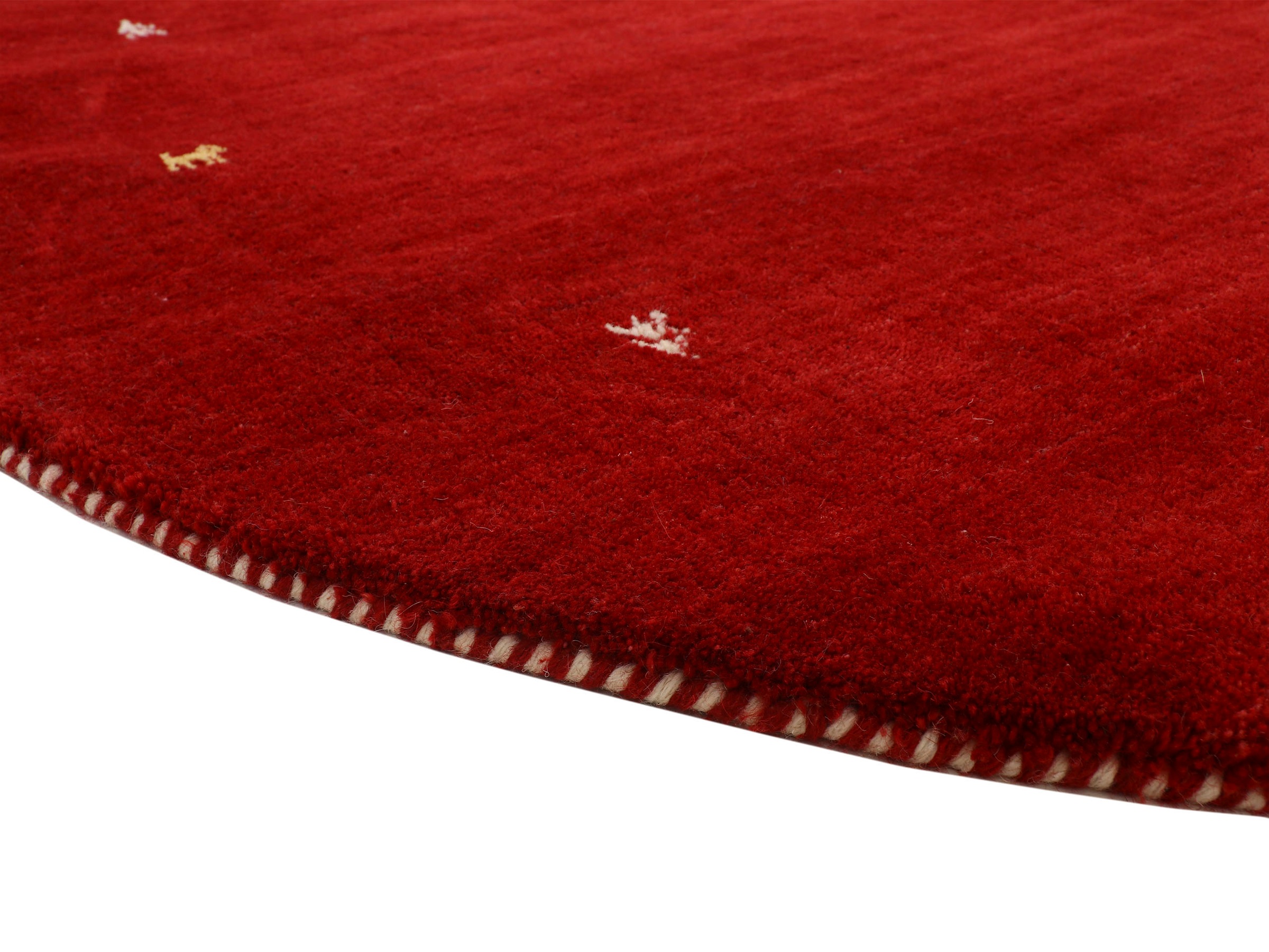 carpetfine Wollteppich »Gabbeh Uni«, rund, 15 mm Höhe, reine Wolle handgewebt, Gabbeh Tiermotiv warmes Raumklima viele Größen