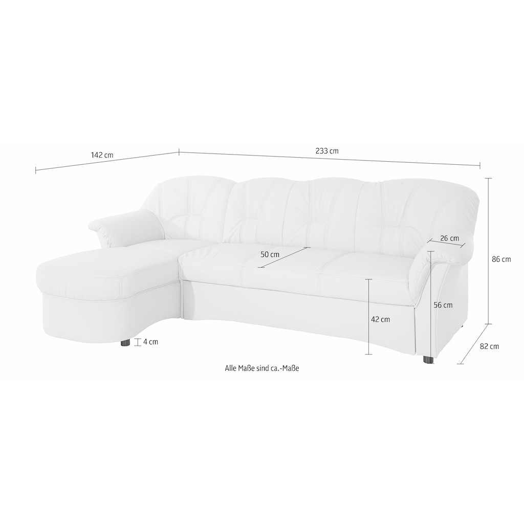 DOMO collection Ecksofa »Flores Schlafsofa, B/T/H: 233/142/86 cm, L-Form«