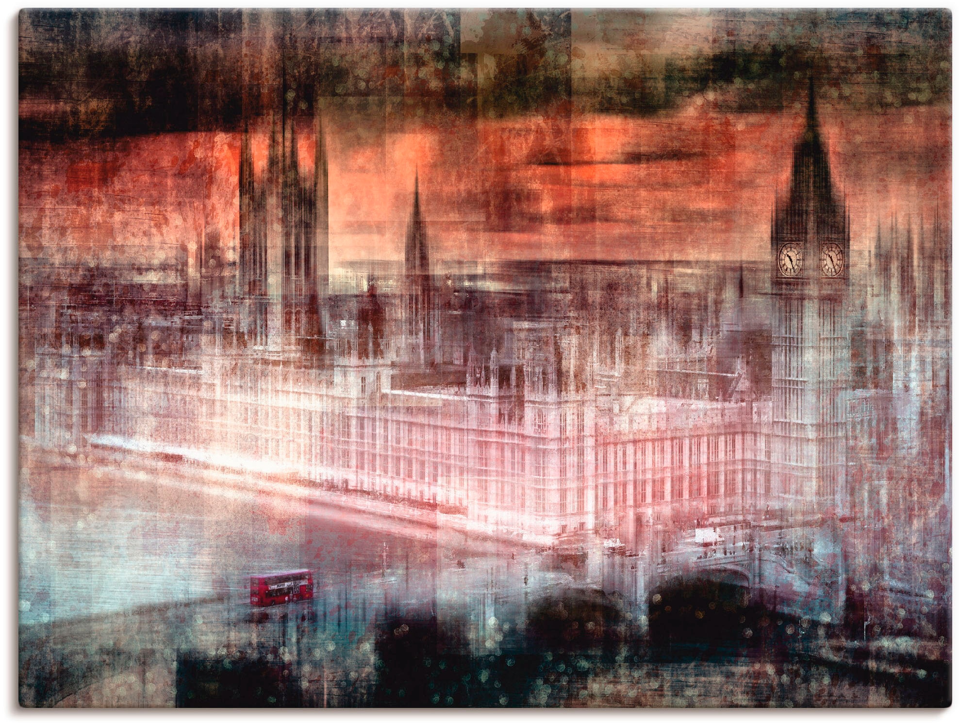 Artland Leinwandbild "Digitale Kunst London Westminster II", Gebäude, (1 St.), auf Keilrahmen gespannt