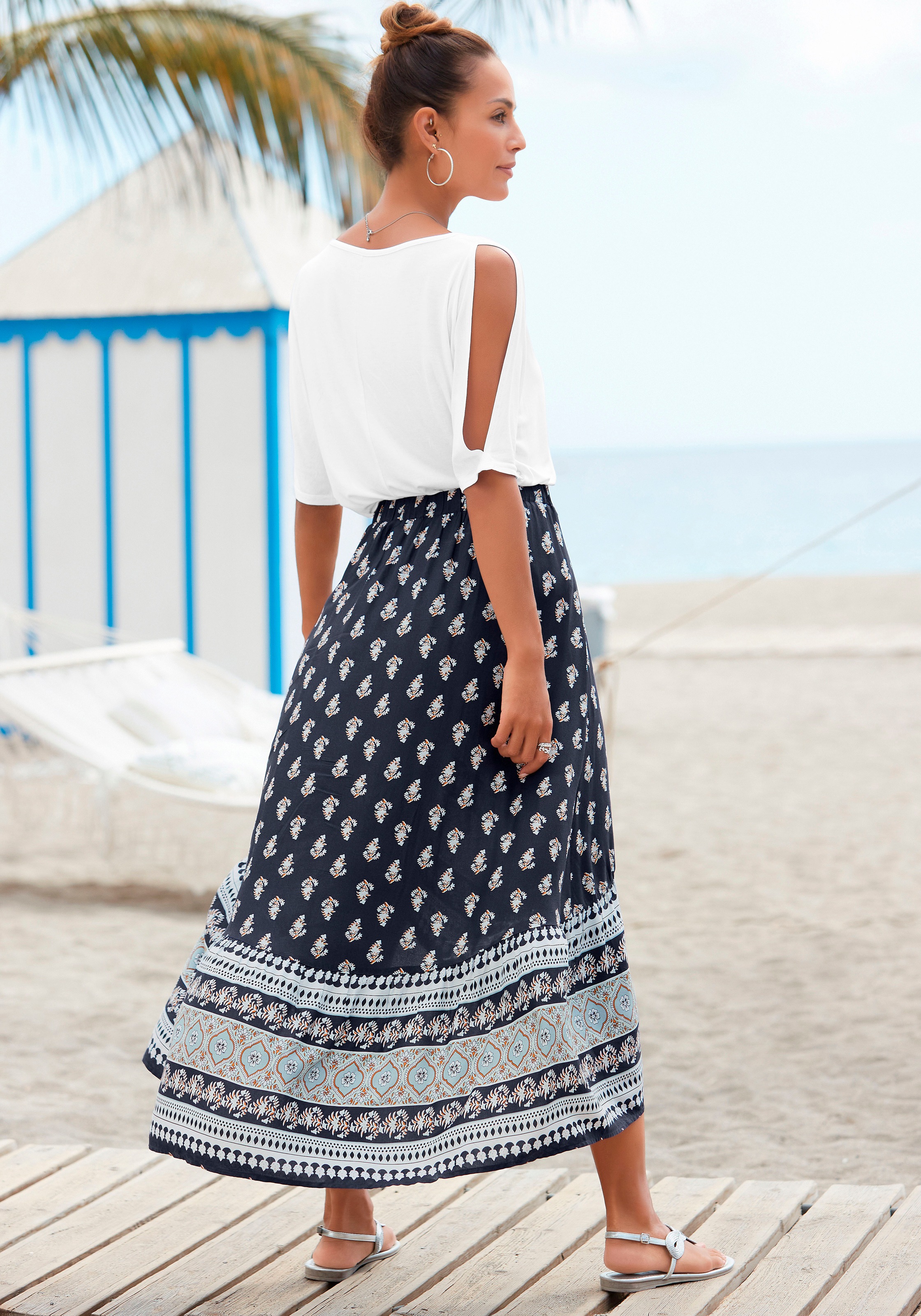 Thumbnail - Vivance T-Shirt mit Cut-outs am Ärmel, Kurzarmshirt mit V-Ausschnitt, casual