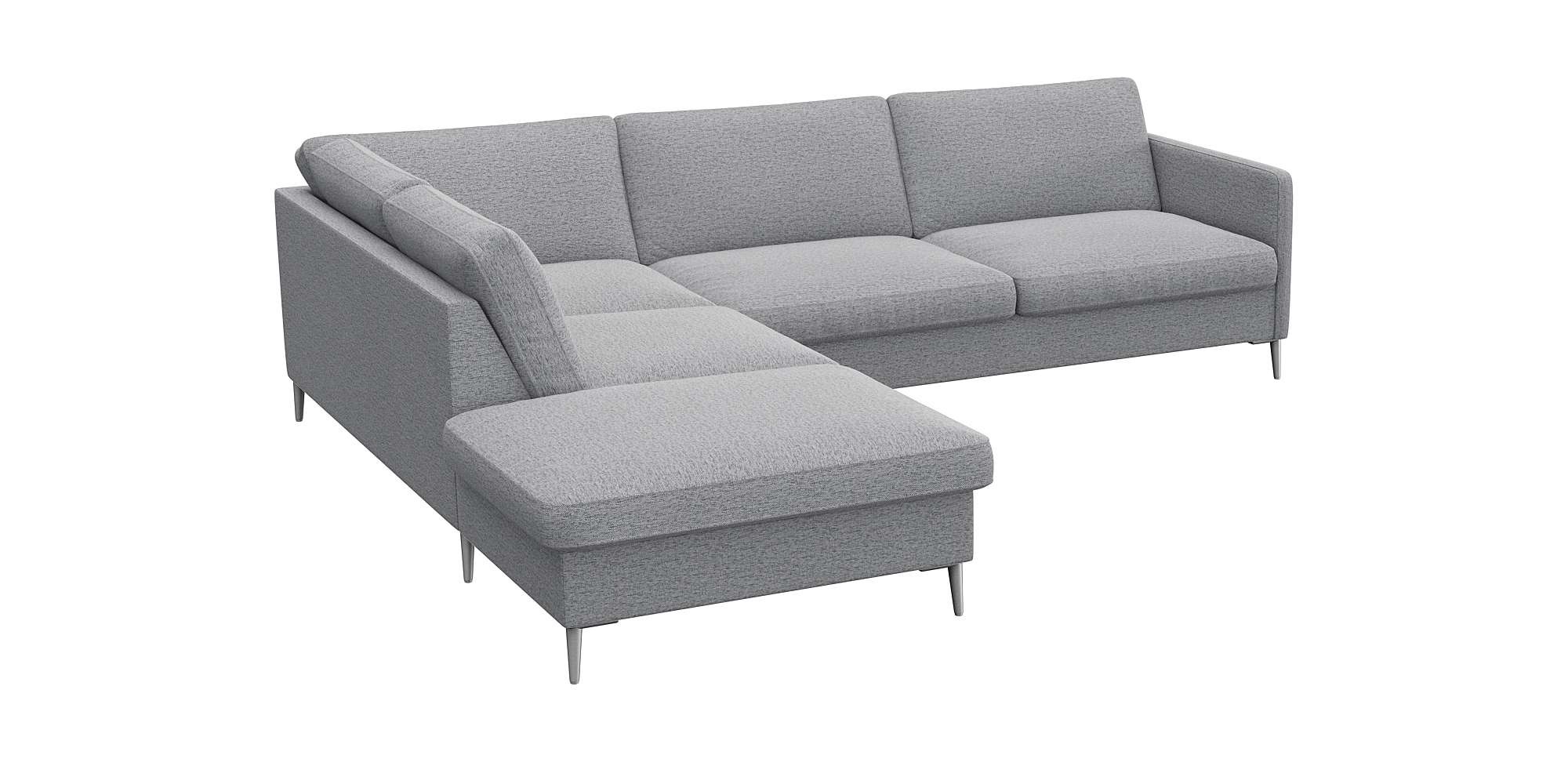 FLEXLUX Ecksofa »Fiore, L-Form«, schmale Armlehnen, Kaltschaum, Füße Alu