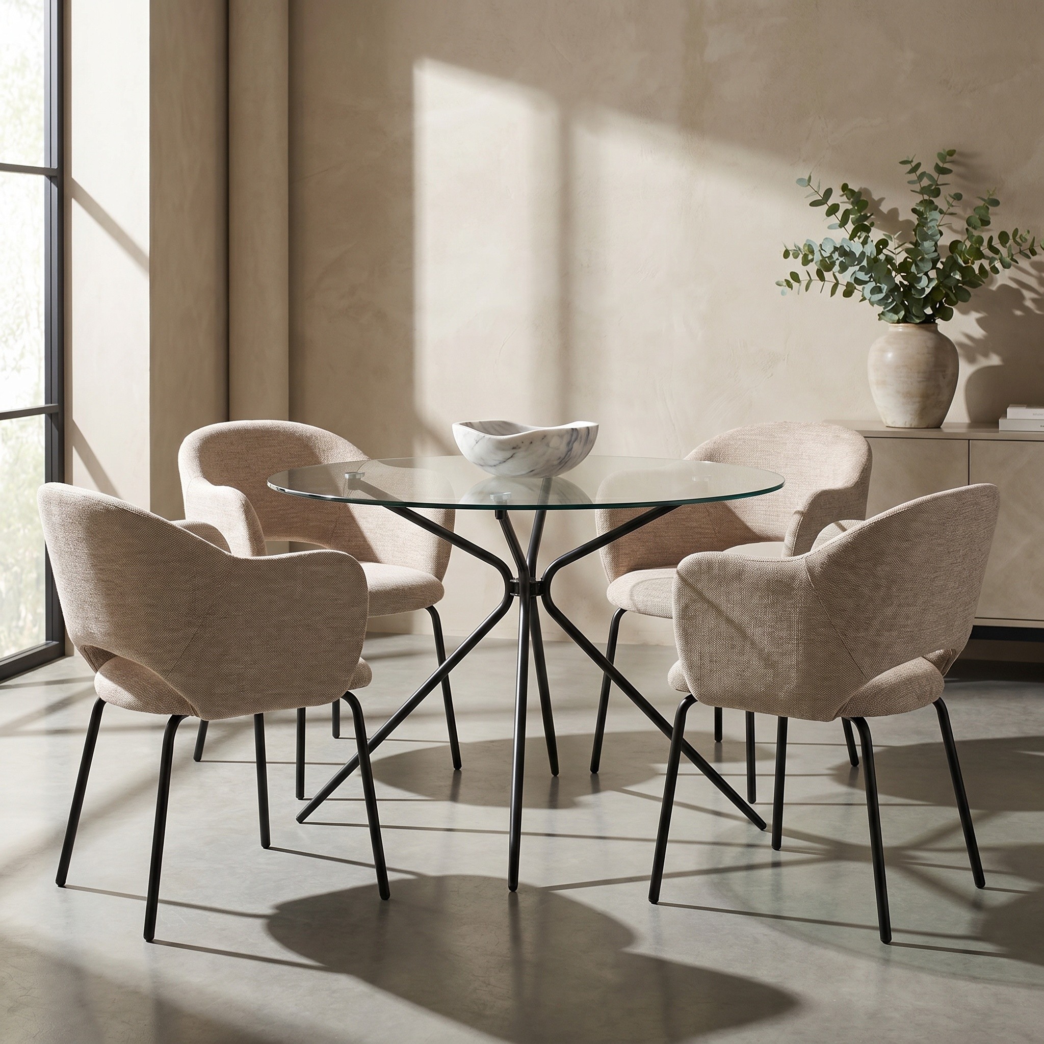 OTTO home Glastisch »Silvi« Esstisch, Glastisch, Küchentisch,  rund, Ø 110 cm, schwarzes Metallgestell