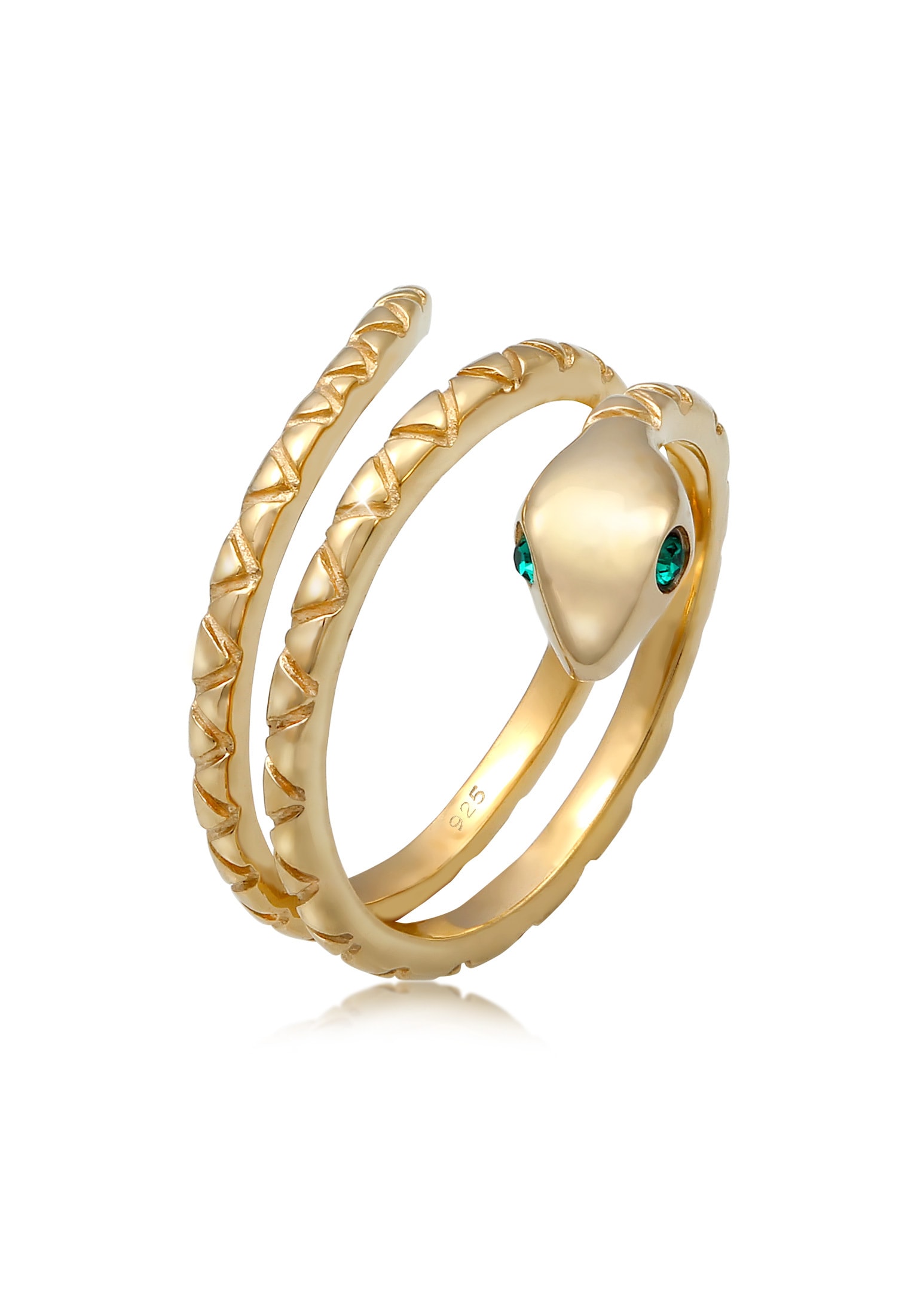"Silberring ELLI ""Ring Pinky Schlange Statement 925 Silber"" Gr. 50, gold, Fingerringe, Damen, 50, Silber 925 (Sterlingsilber), Silberring"