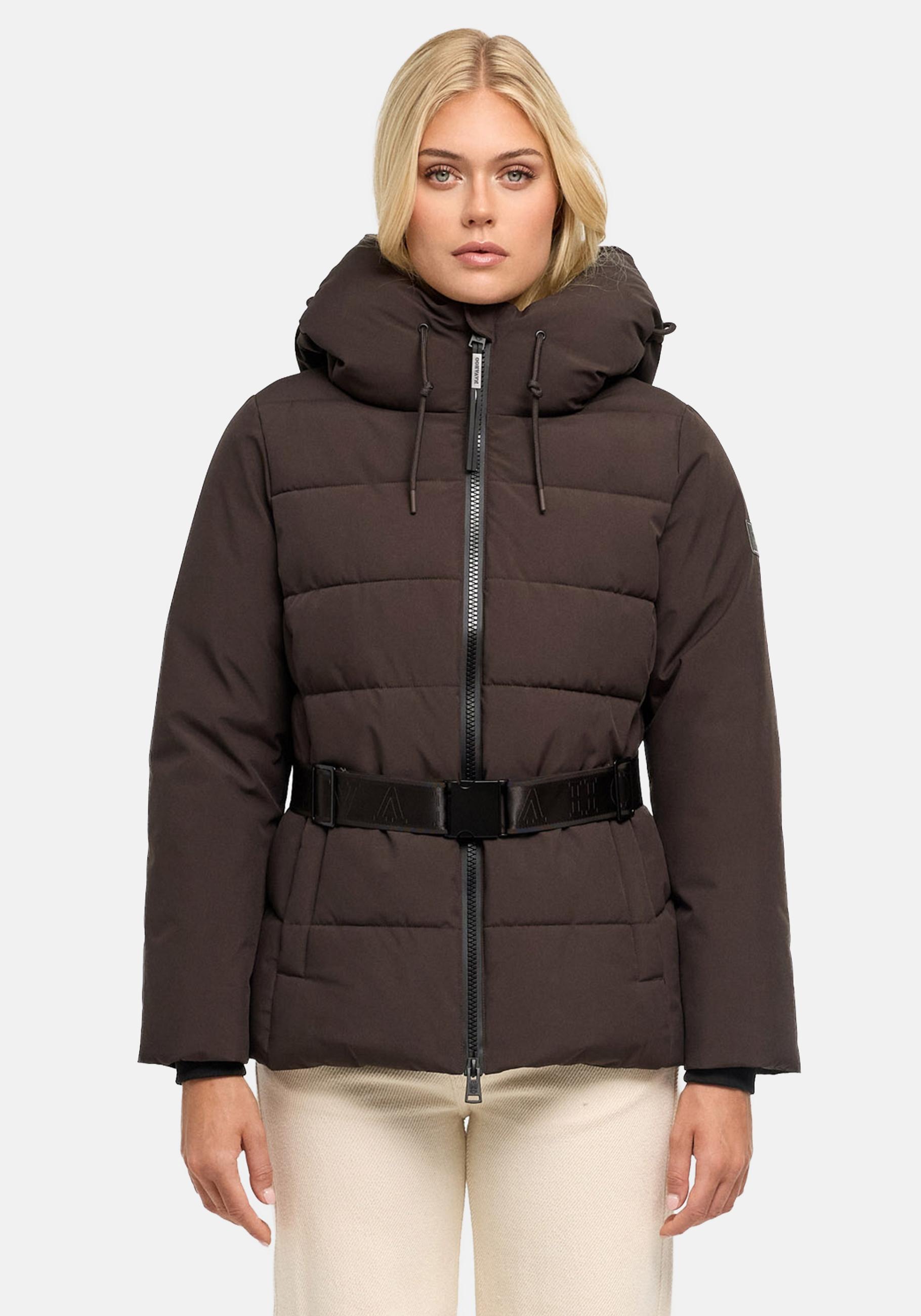 Navahoo Steppjacke "Wattewunder XIV" mit Kapuze Damen Winterjacke mit Taillengürtel