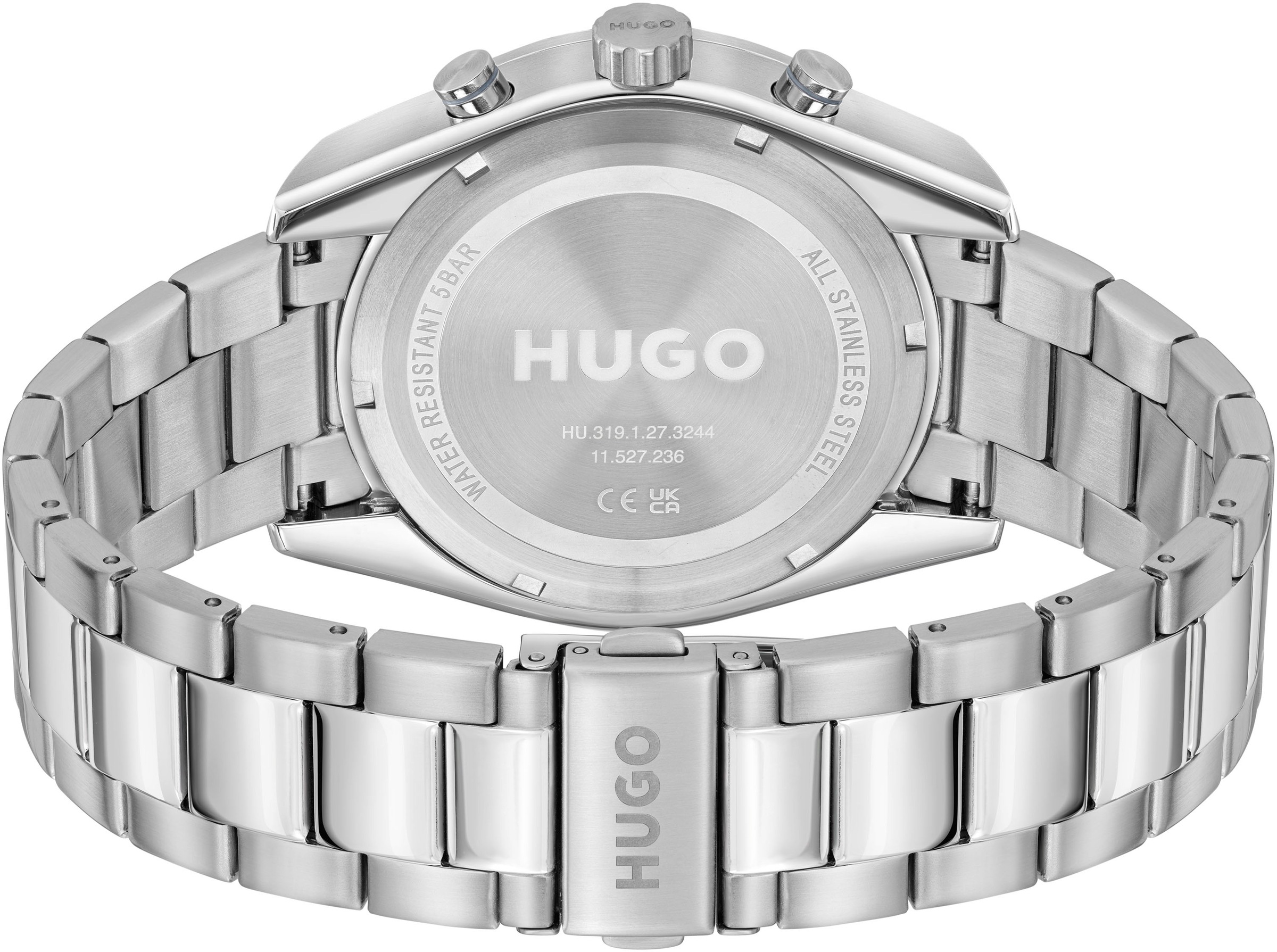 HUGO Multifunktionsuhr »#FAST«, Armbanduhr, Quarzuhr, Herrenuhr, Datum, Edelstahlarmband