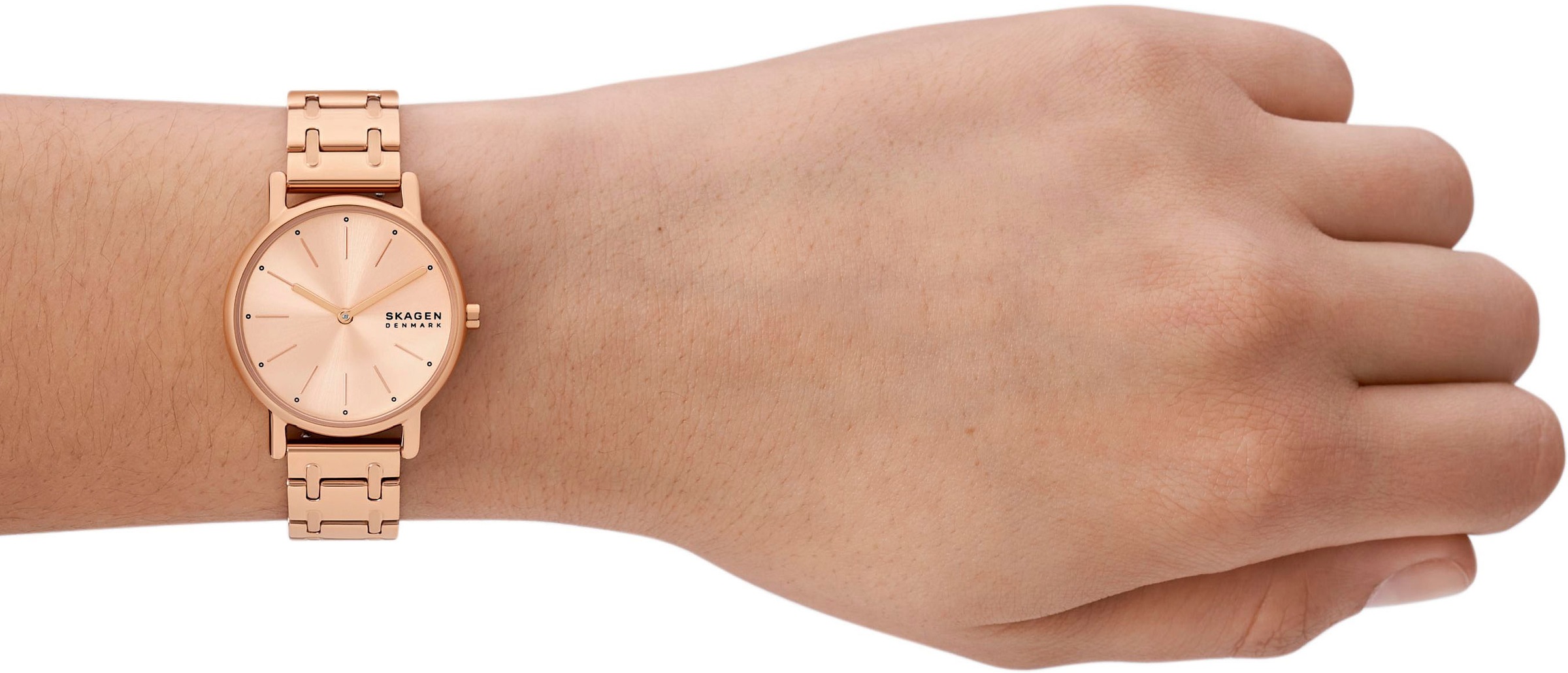 Skagen Quarzuhr »SIGNATUR LILLE«, Armbanduhr, Damenuhr, analog, Edelstahlarmband
