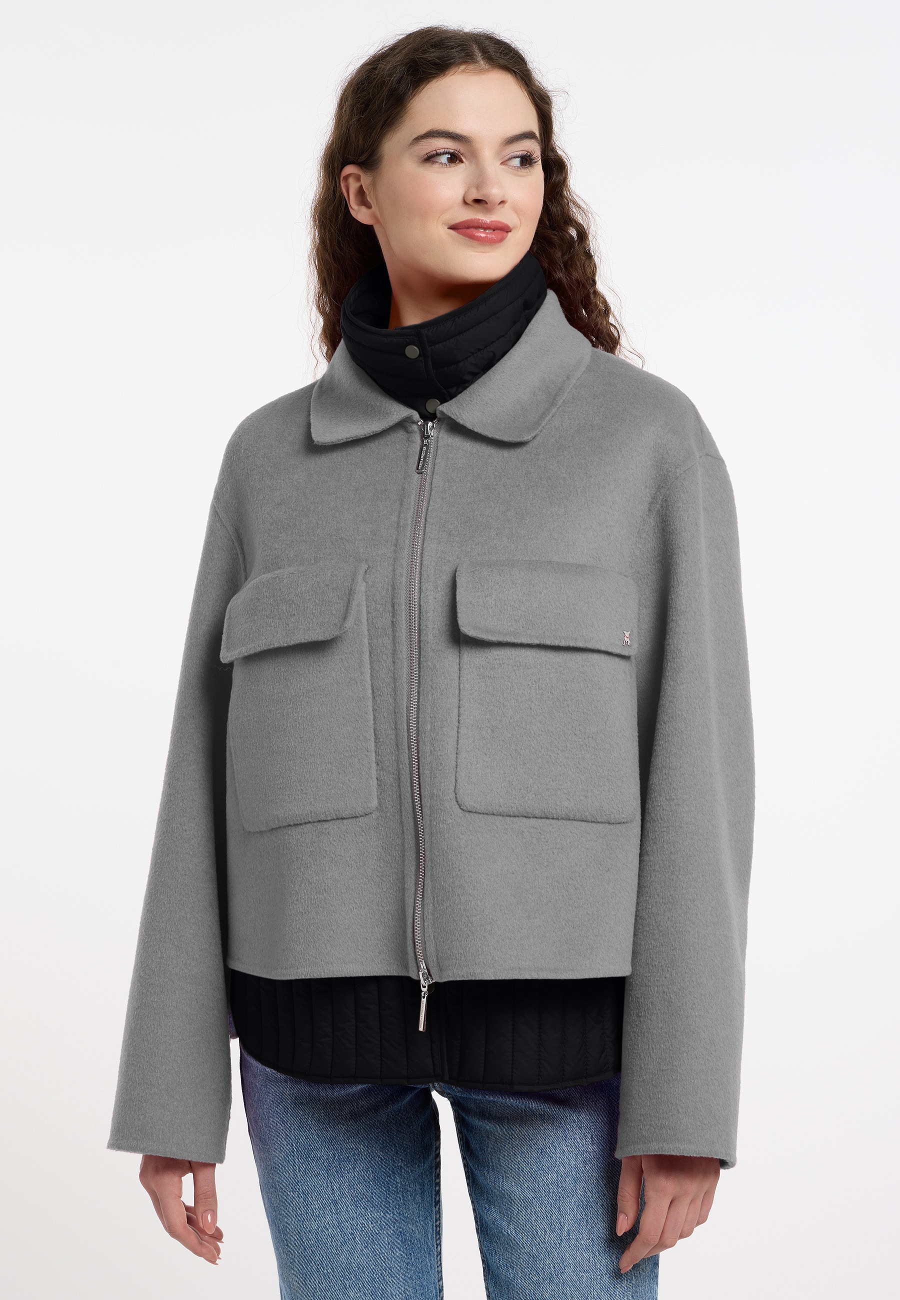 Frieda & Freddies Kurzjacke "Wool Jacket / Hannah", mit Farb- und Materialkombination