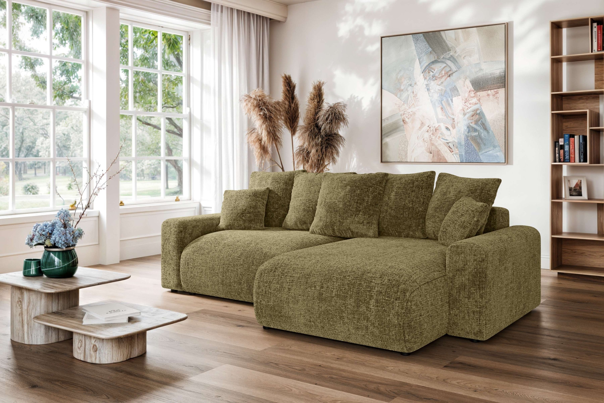 Home affaire Ecksofa »LAKESIDE klein mit Bettfunktion und Bettkasten, B/T/H 235/142/84 cm«, L-Form, Recamiere beidseitig montierbar, mit Wellenunterfederung