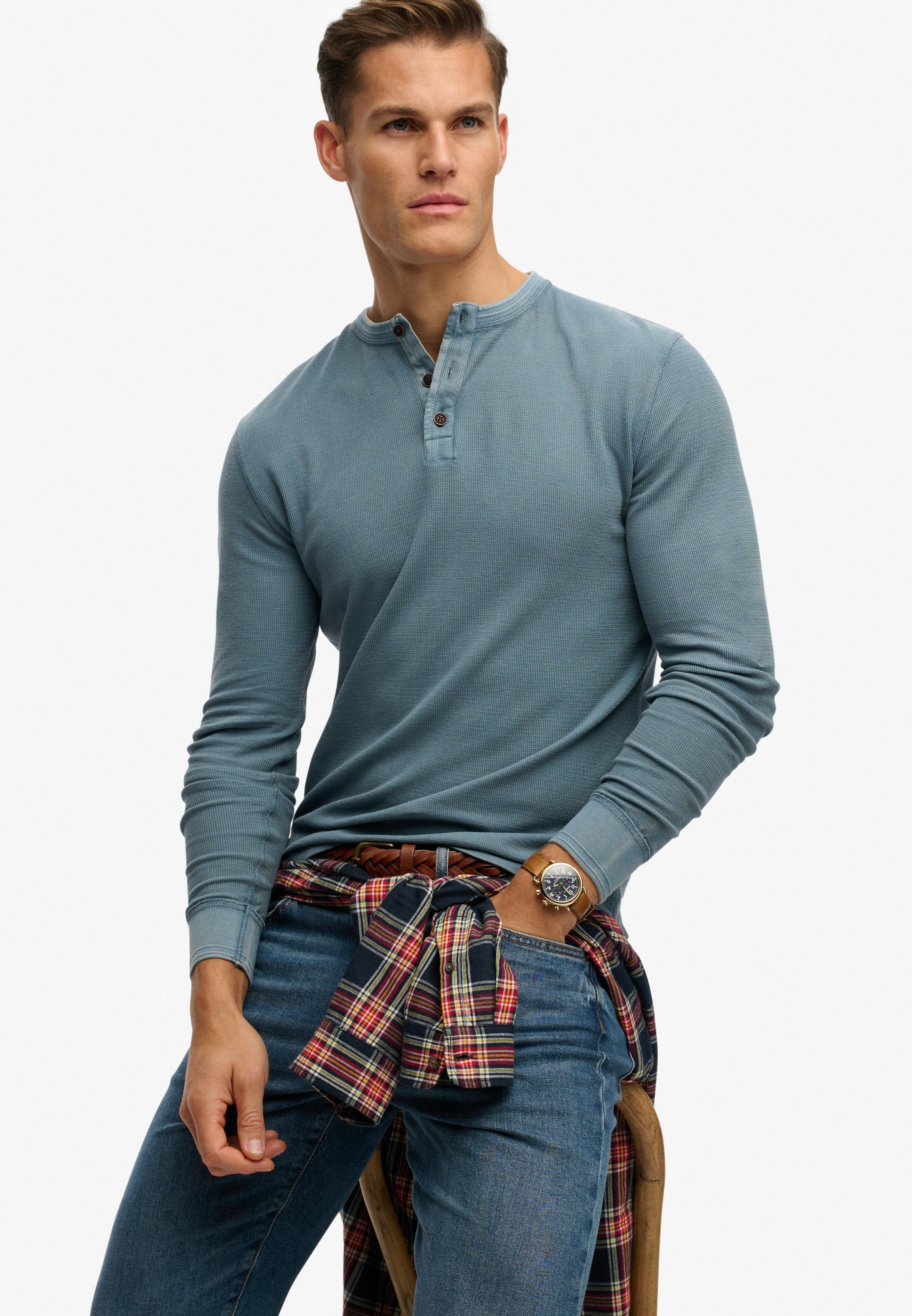Superdry Langarmshirt "LW TEXTURED GRANDAD TOP" günstig online kaufen