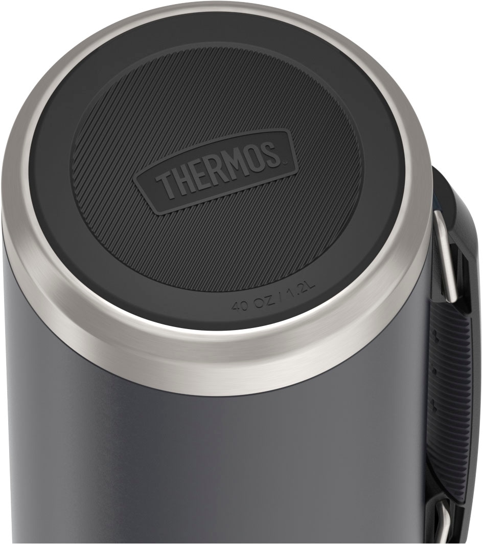 THERMOS Isolierflasche »ICON BEVERAGE BOTTLE, Edelstahlkörper, spülmaschinenfest«, (1 tlg.), 1,2l, 24h heiß & 24h kalt, Twist & Pour Lid, isolierter Trinkbecher