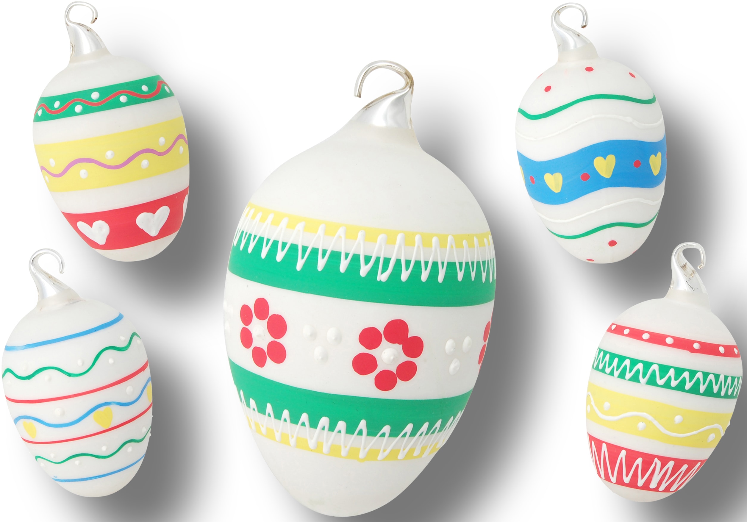Krebs Glas Lauscha Osterei "buntes, verspieltes Design, Frühling, Osterdekoration" Mundgeblasenes und handbemaltes Glas, Made in Germany