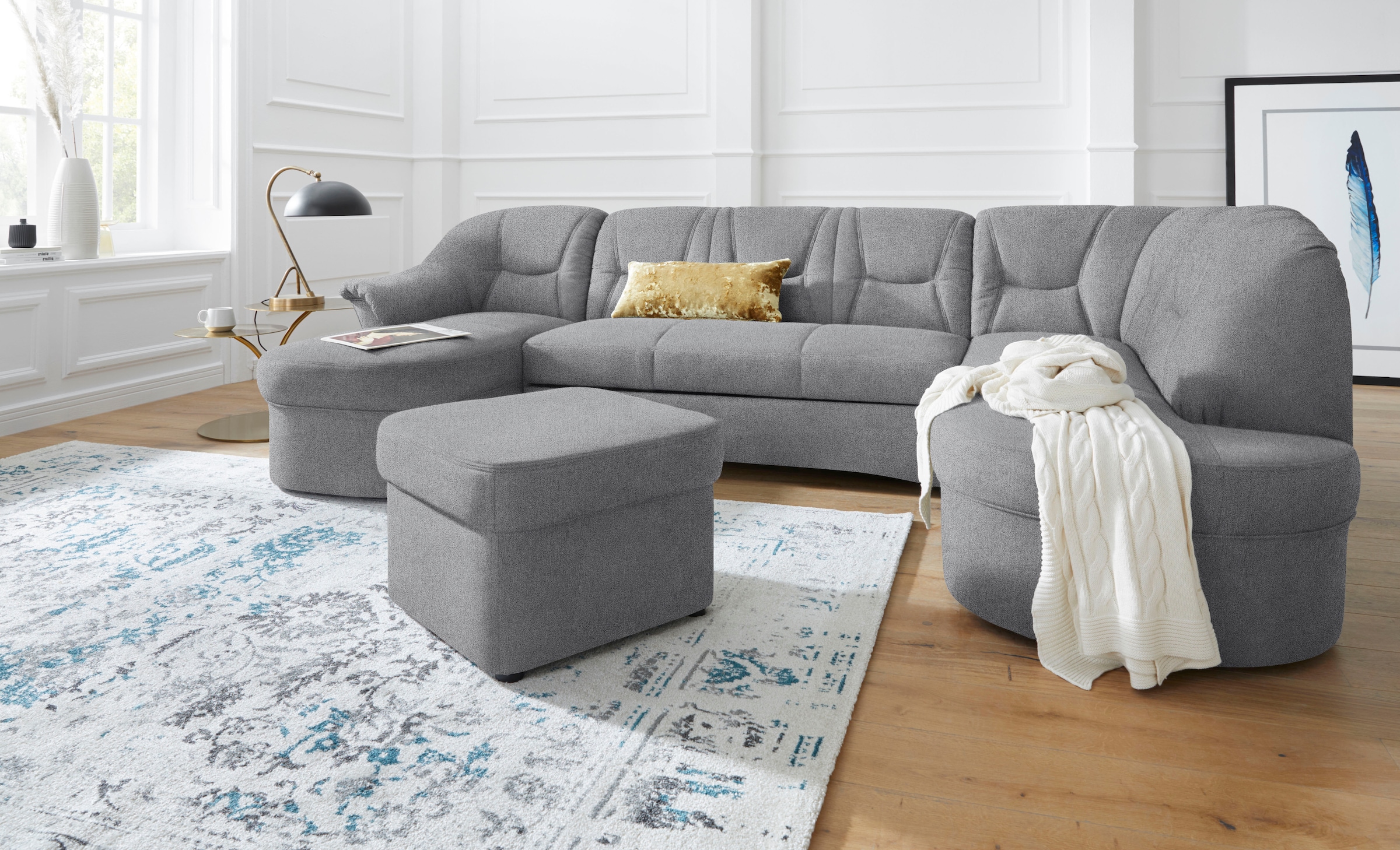 DOMO collection "SARAFINA 295x83x180 cm, auch mit Federkern für mehr Sitzkomfort" whlw. mit Bettfunktion, elegantes Design, U-Form