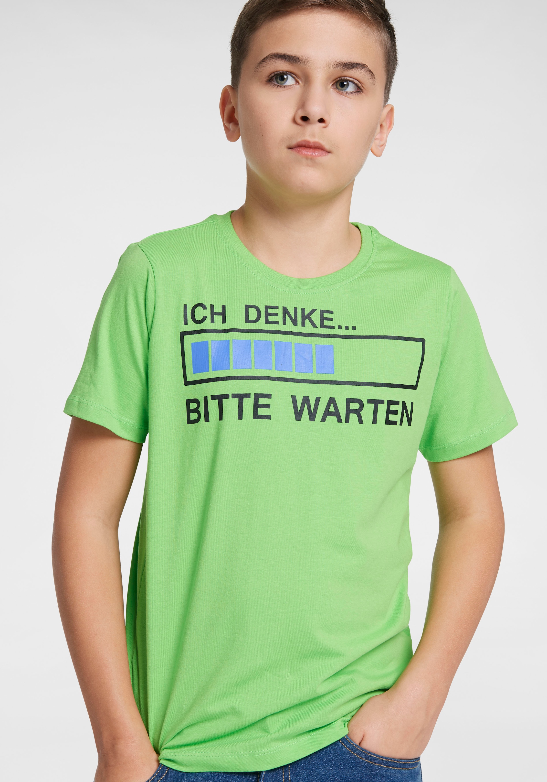 BAUR »ICH Spruch für DENKE...BITTE ▷ KIDSWORLD | T-Shirt WARTEN«,