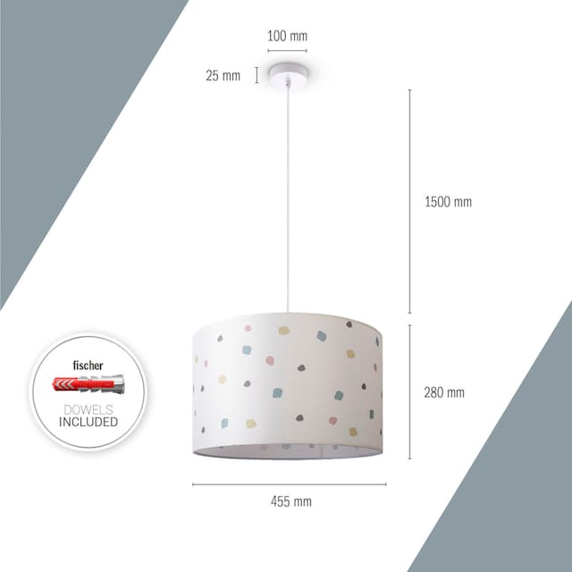 Paco Home Pendelleuchte »Hugo Dots«, Pendellampe Lampenschirm Rund Stoff Punkte  Bunt Textilschirm Retro | BAUR