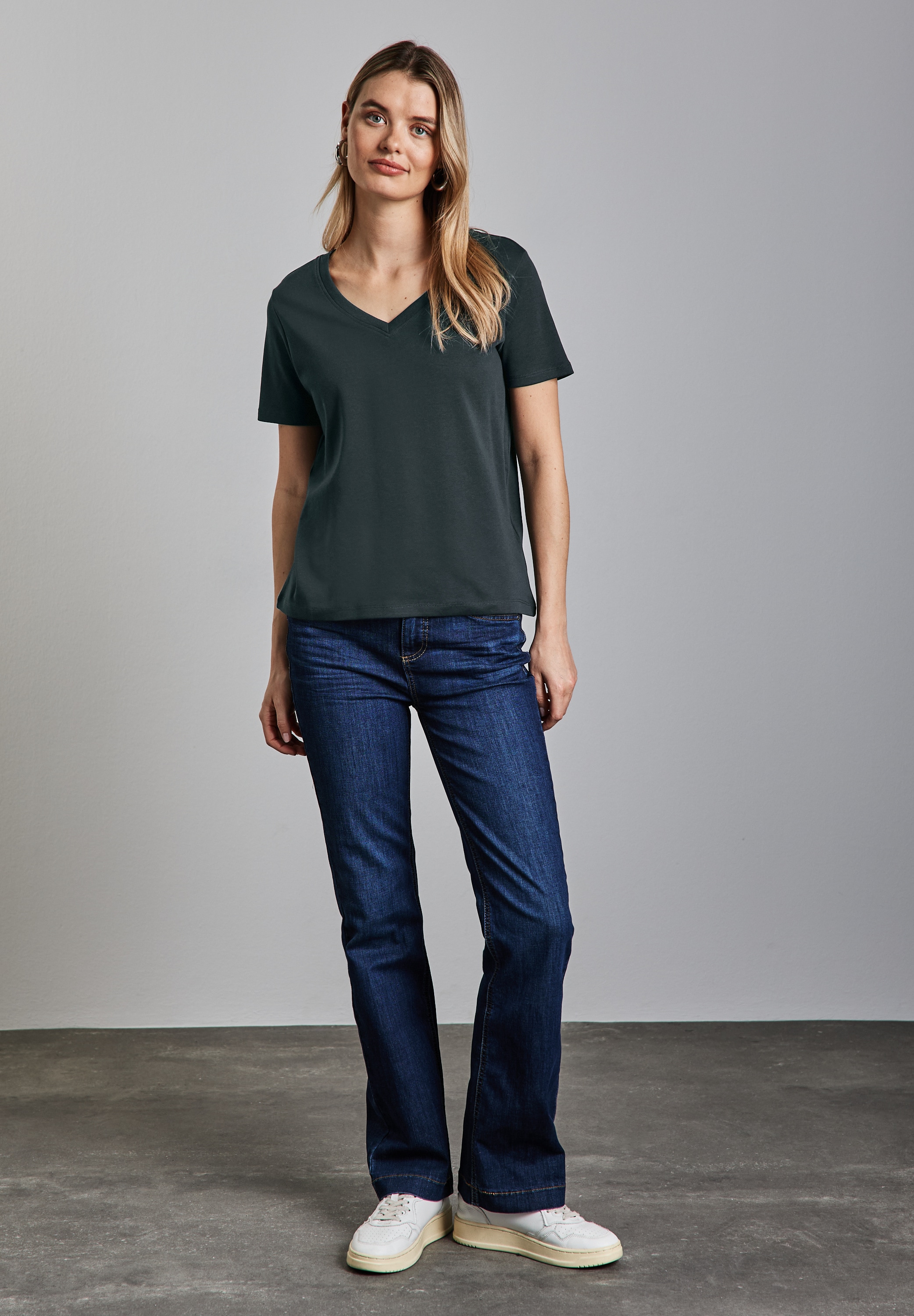 STREET ONE V-Shirt, aus reiner Baumwolle