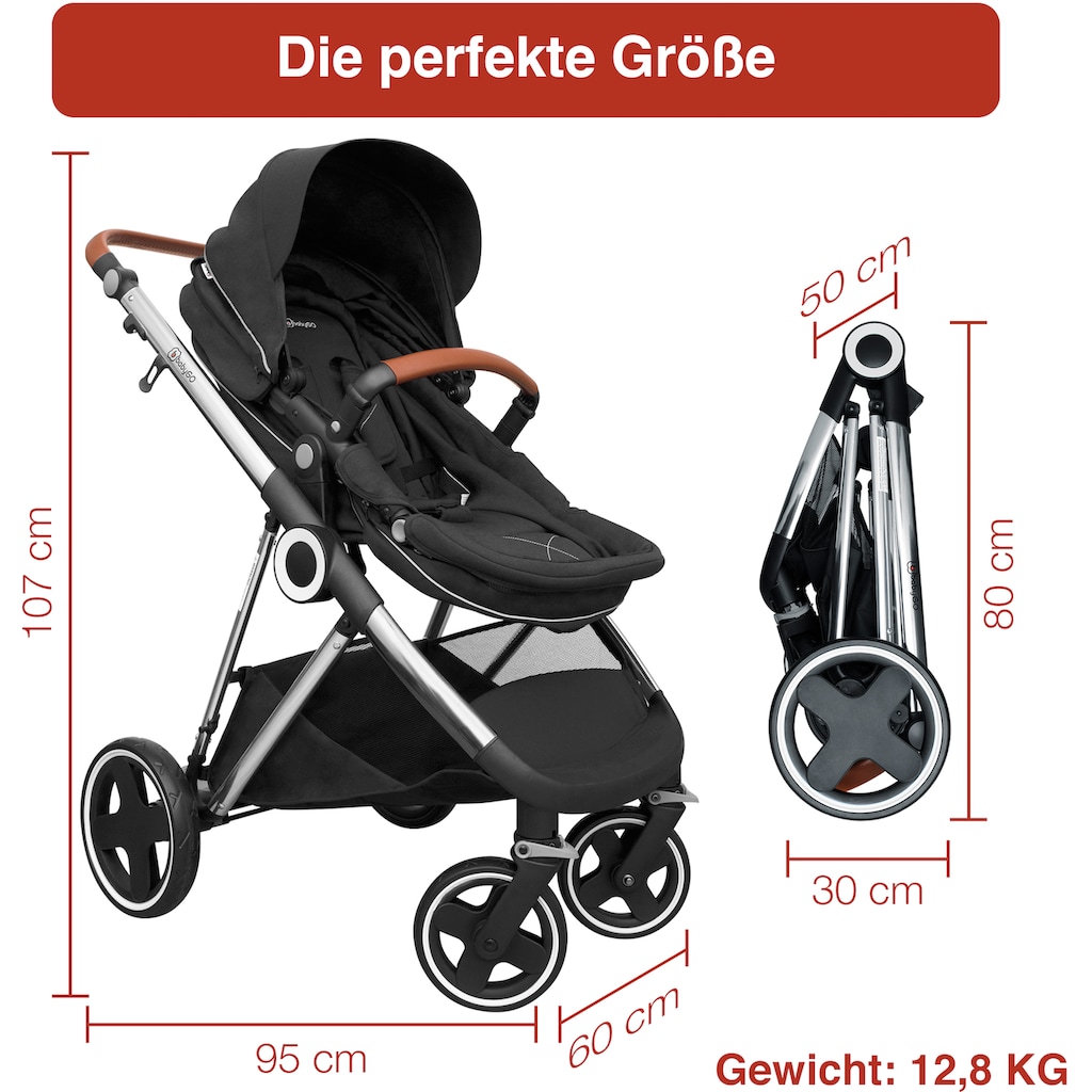 BabyGo Kombi-Kinderwagen »Halime 3in1, Anthracite Silver«