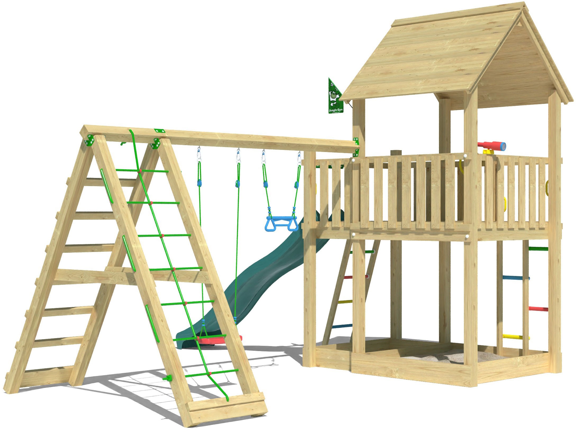 Jungle Gym Spielturm »Majesty«, (Set), Spielanlage mit Schaukel, Kletterbock und Rutsche mit Wasseranschluss