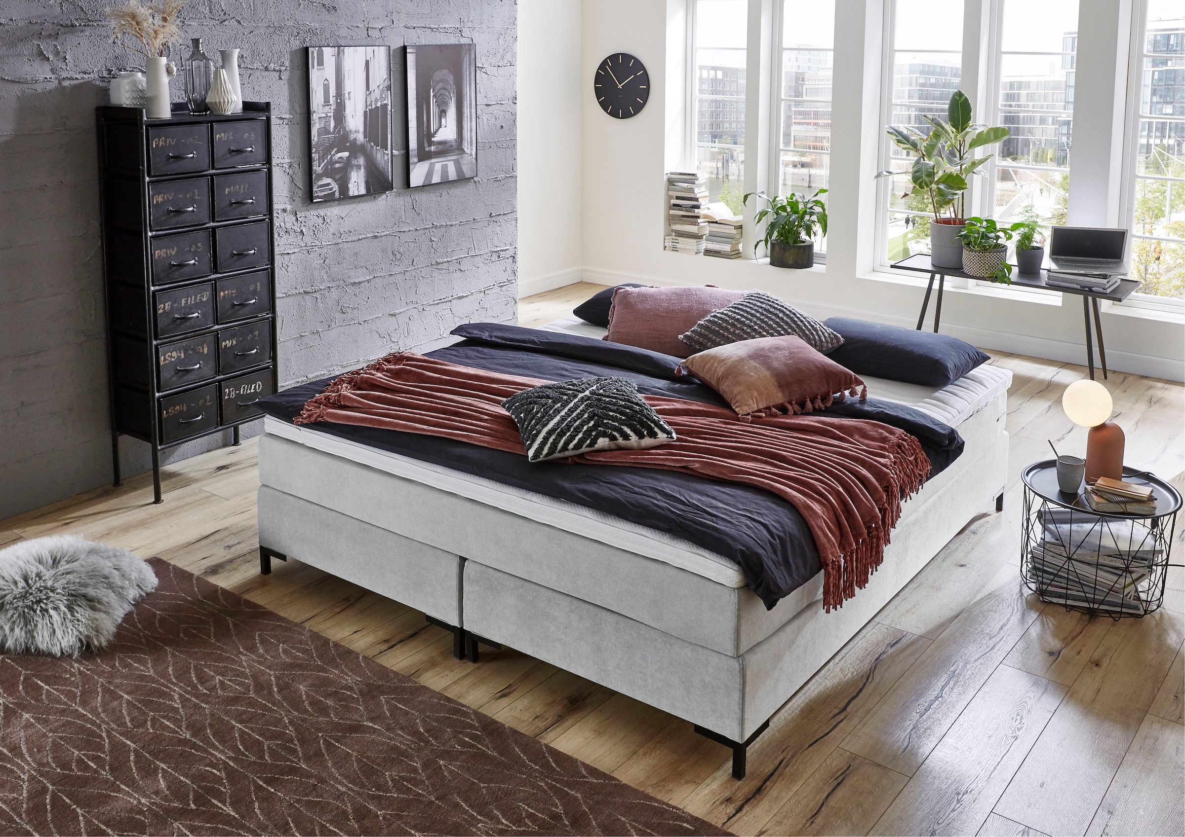 ATLANTIC home collection Boxspringbett "Romy", ohne Kopfteil, frei im Raum stellbar