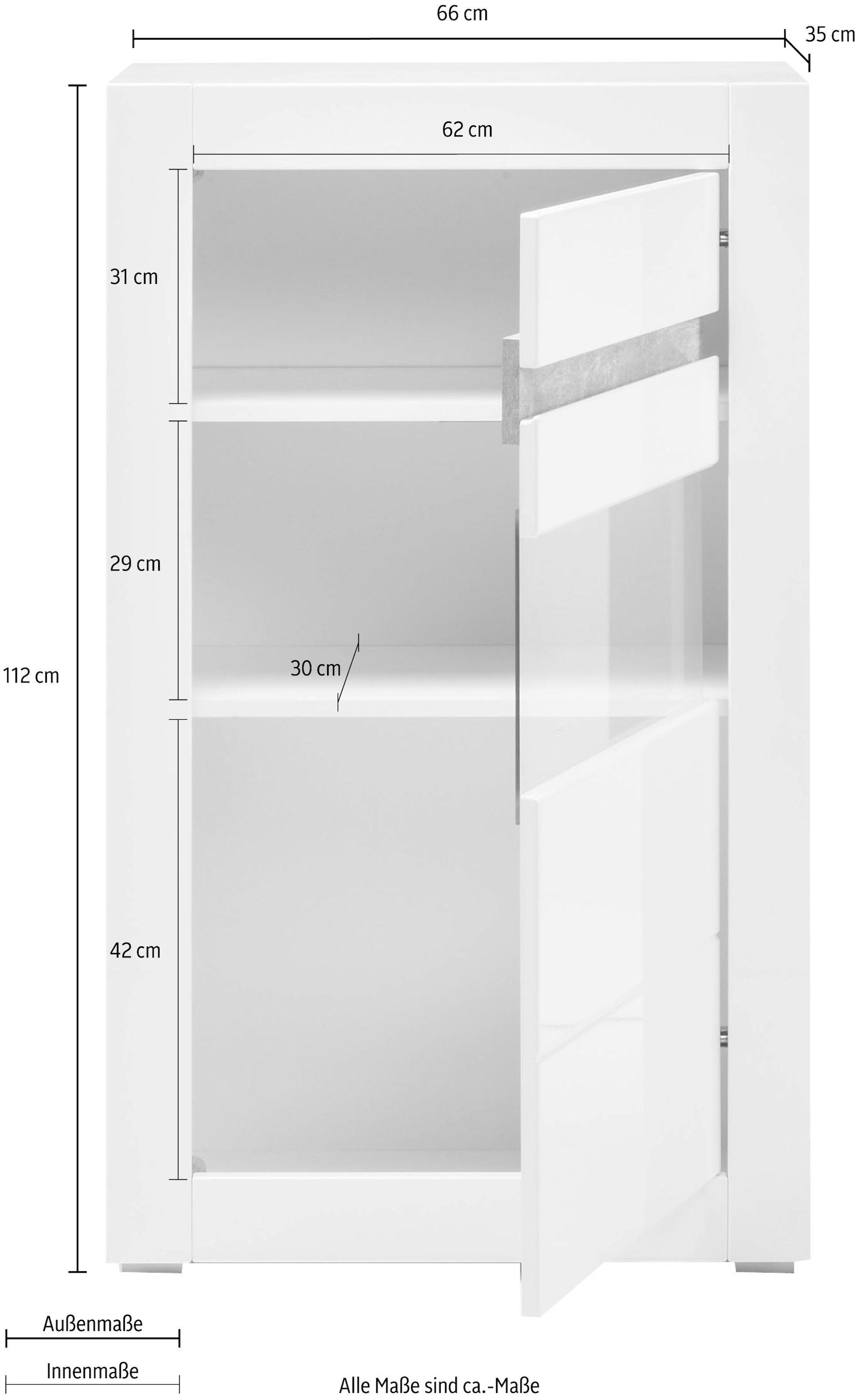 cm Vitrine 112 BAUR Soft-Close-Funktion »Carat«, Höhe mit |