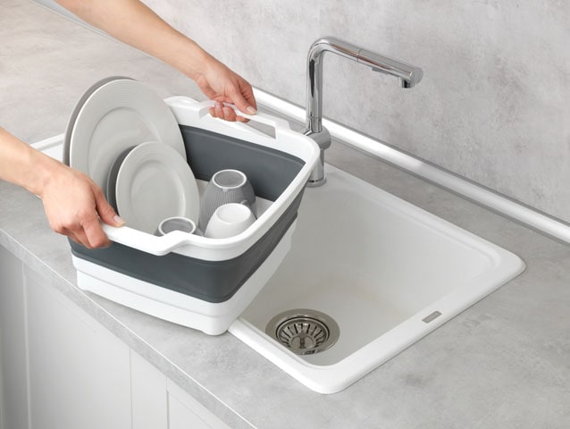 WENKO Waschschüssel »Modell Sira«, faltbare Spülschüssel mit Henkeln, ideal für Zuhause und Camping, 8 L