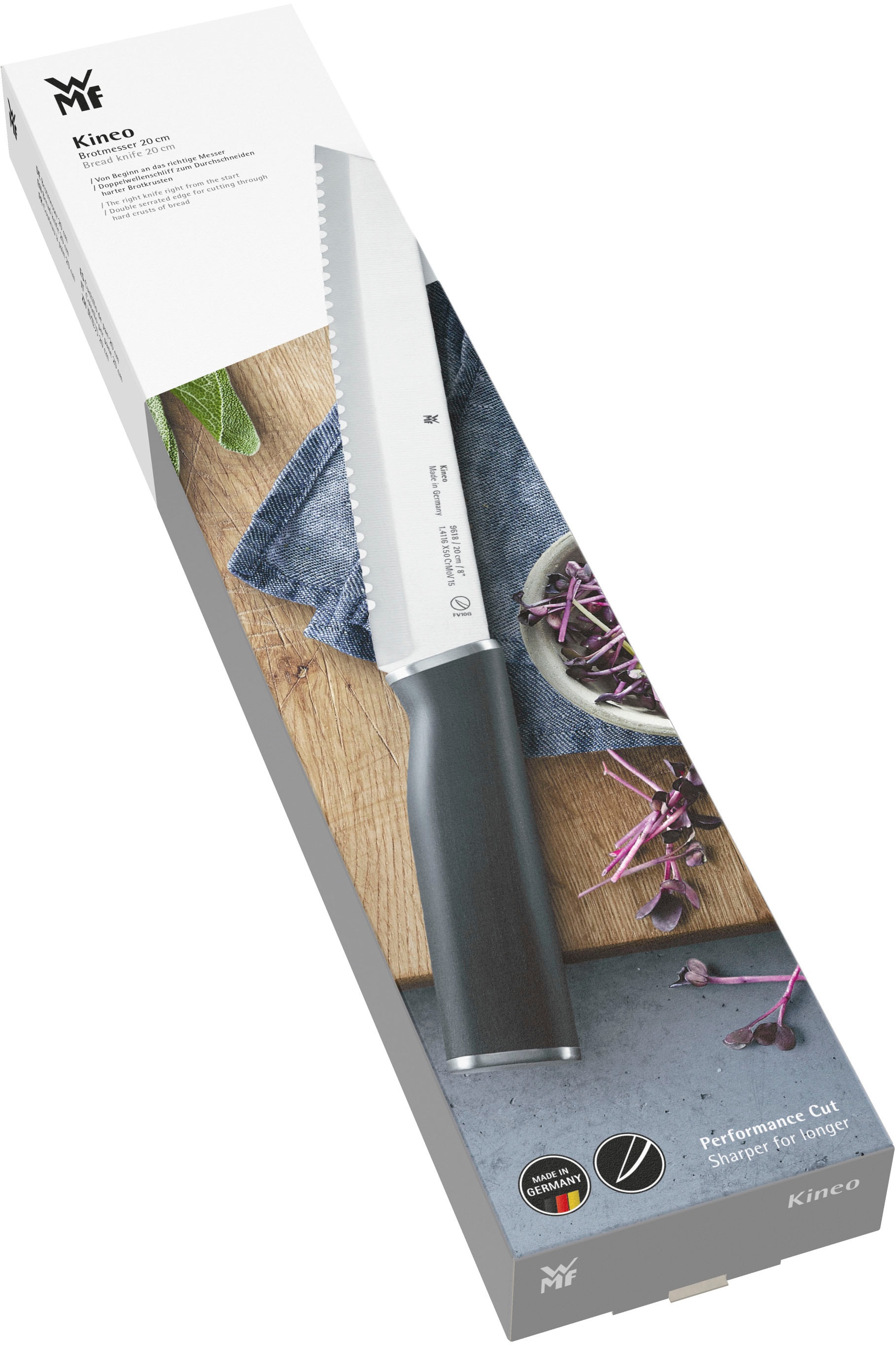 WMF Brotmesser »Kineo«, (1 tlg.), 20 cm, hochwertiger Edelstahl, ausgezeichnete Balance, ergonomisch