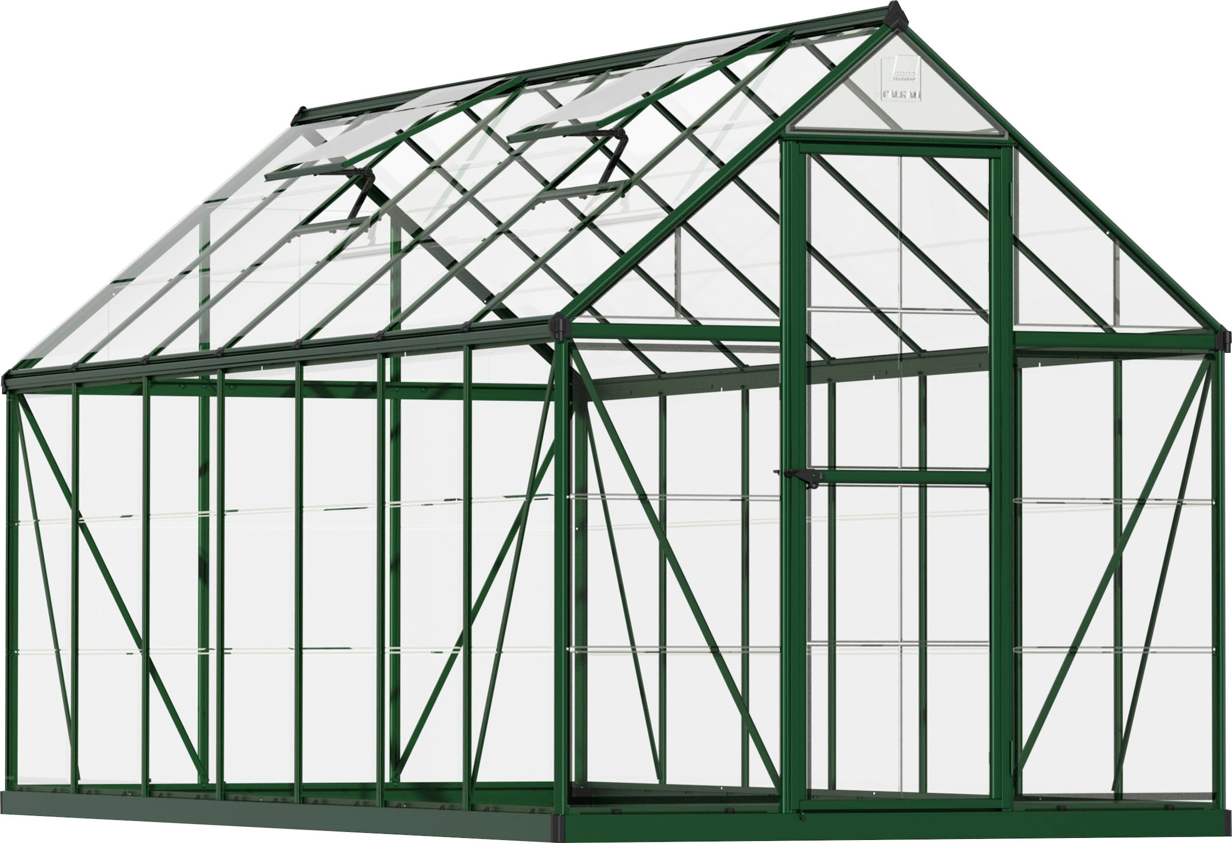 Gewächshaus »Harmony«, (Set), inkl. Fundamentrahmen, mit klaren Polycarbonatplatten, grün