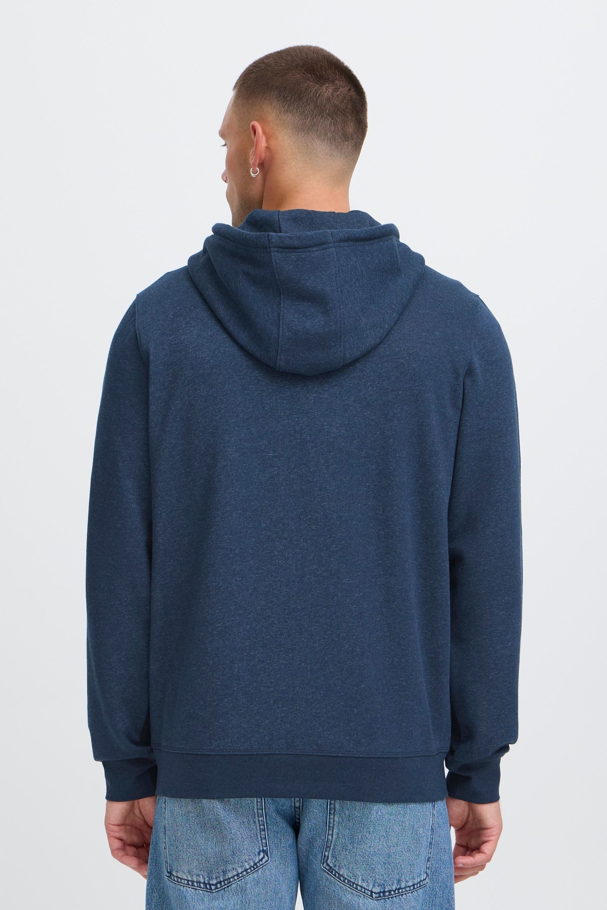 Kapuzensweatjacke BLEND "Kapuzenfleecejacke BHPoelle", Herren, Gr. L, blau (marineblaus melange), Obermaterial: 60% Baumwolle CO. 40% Polyester PES., Sweatjacken 6