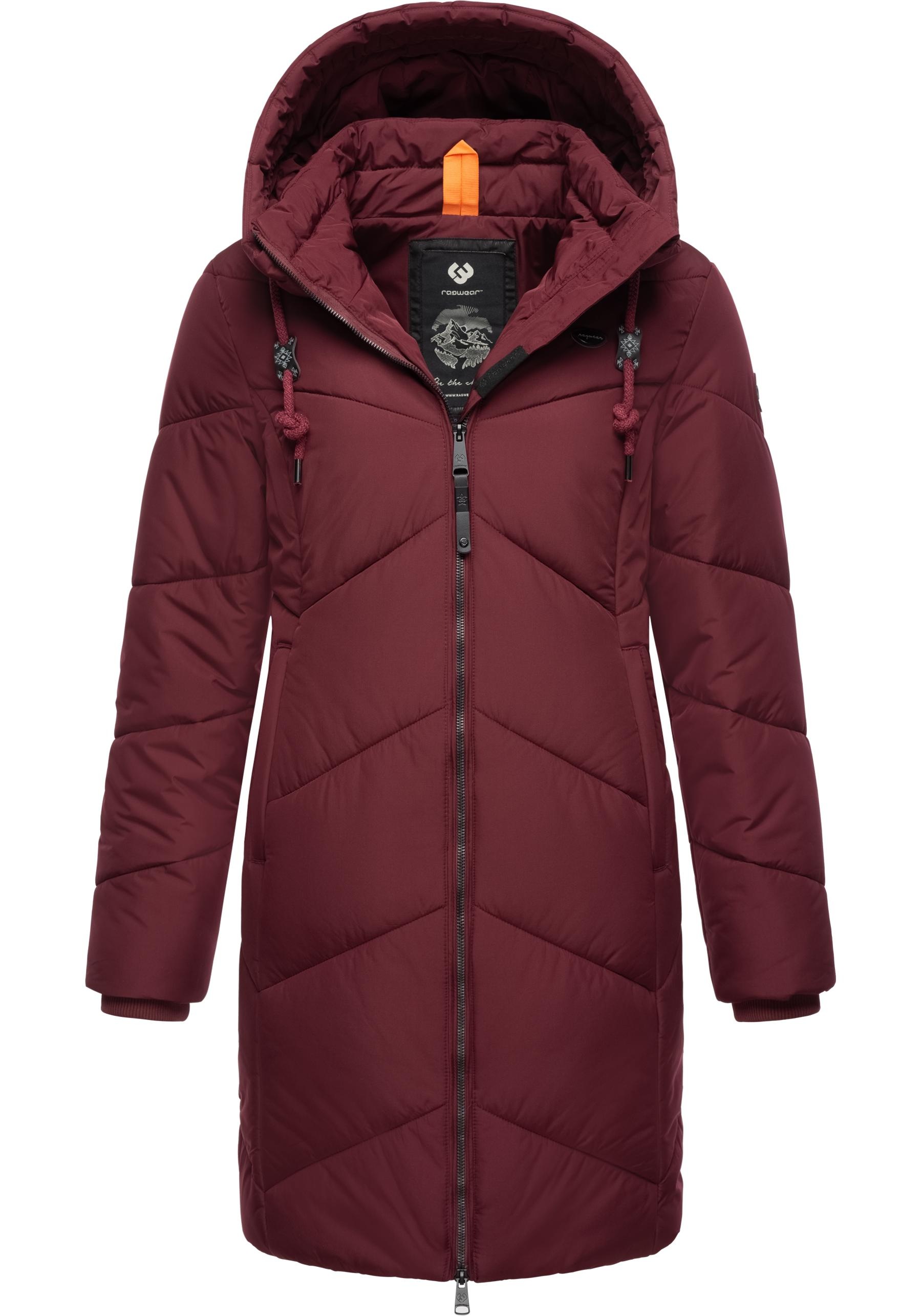 Steppmantel RAGWEAR "Novista", Damen, Gr. XS (34), rot (weinrot), Obermaterial: 100% Polyester; Futter: 100% Polyester; Wattierung: 100% Polyester; Ärmelfutter: 100% Polyester, gerade knieumspielend, hoch geschlossener Ausschnitt, Ärmel ohne Ärmelschlitz  3