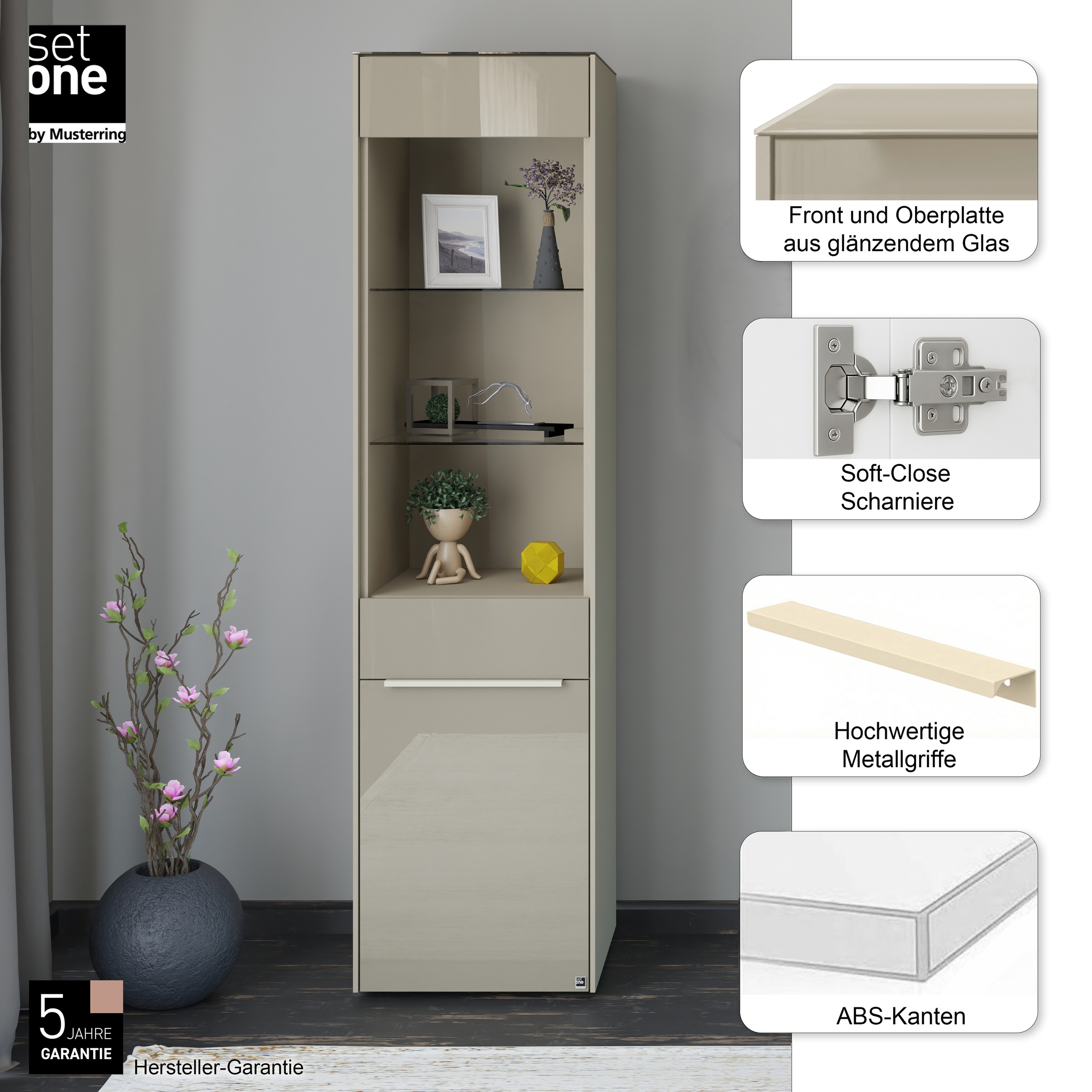 set one by Musterring Standvitrine »Reno« 1 Stk. tlg. Mit Gleitern und in verschiedenen Farben erhältlich