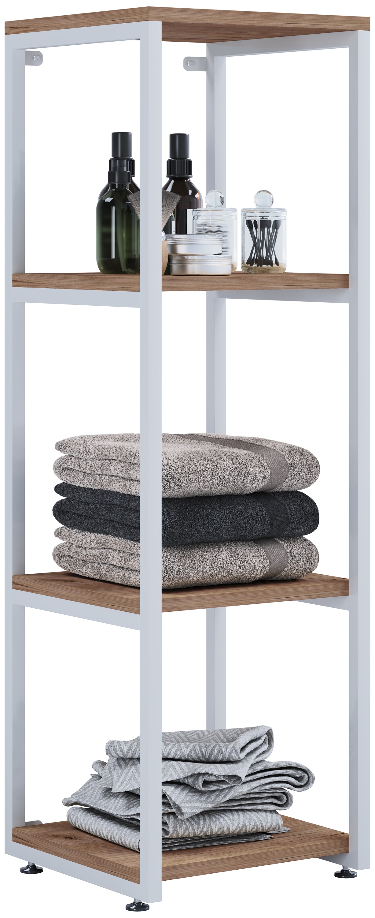 Hochschrank VCM, B:35cm T:35cmweiß, honig, eiche, Obermaterial: 100% Holz Wood., Badezimmer, Schränke, "Holz Badmöbel Bad Hochschrank Bad Regal