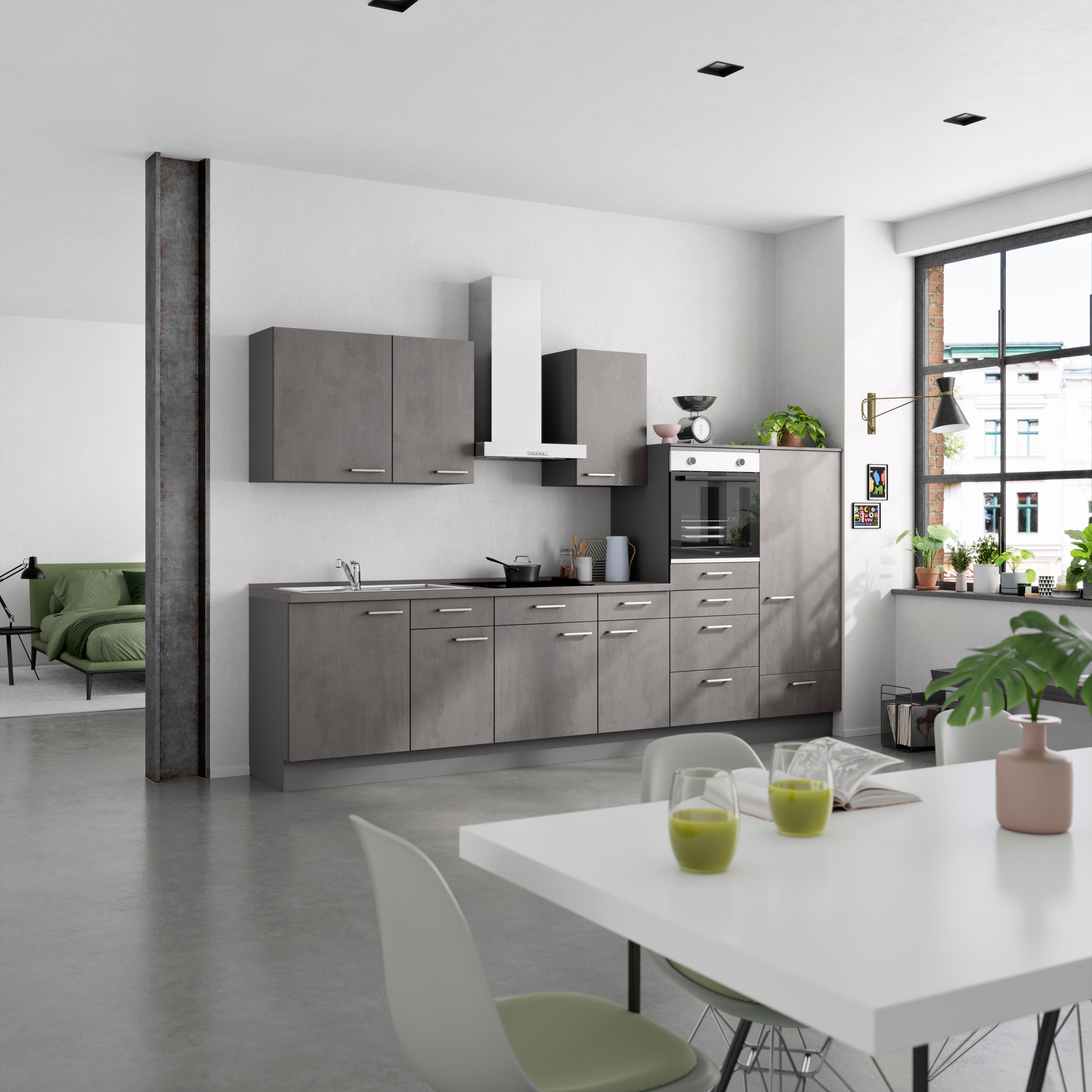 nobilia® Küchenzeile »"Riva I"«, vormontiert, Ausrichtung wählbar, Breite 330 cm, wahlw. mit E-Geräten