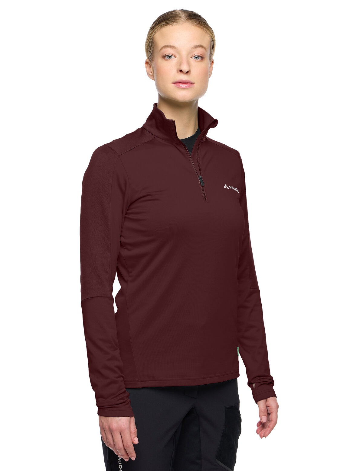 VAUDE Langarmshirt "WOMENS LIVIGNO HALFZIP II" mit Reißverschluss, hoch geschlossener Ausschnitt, Langarmshirt