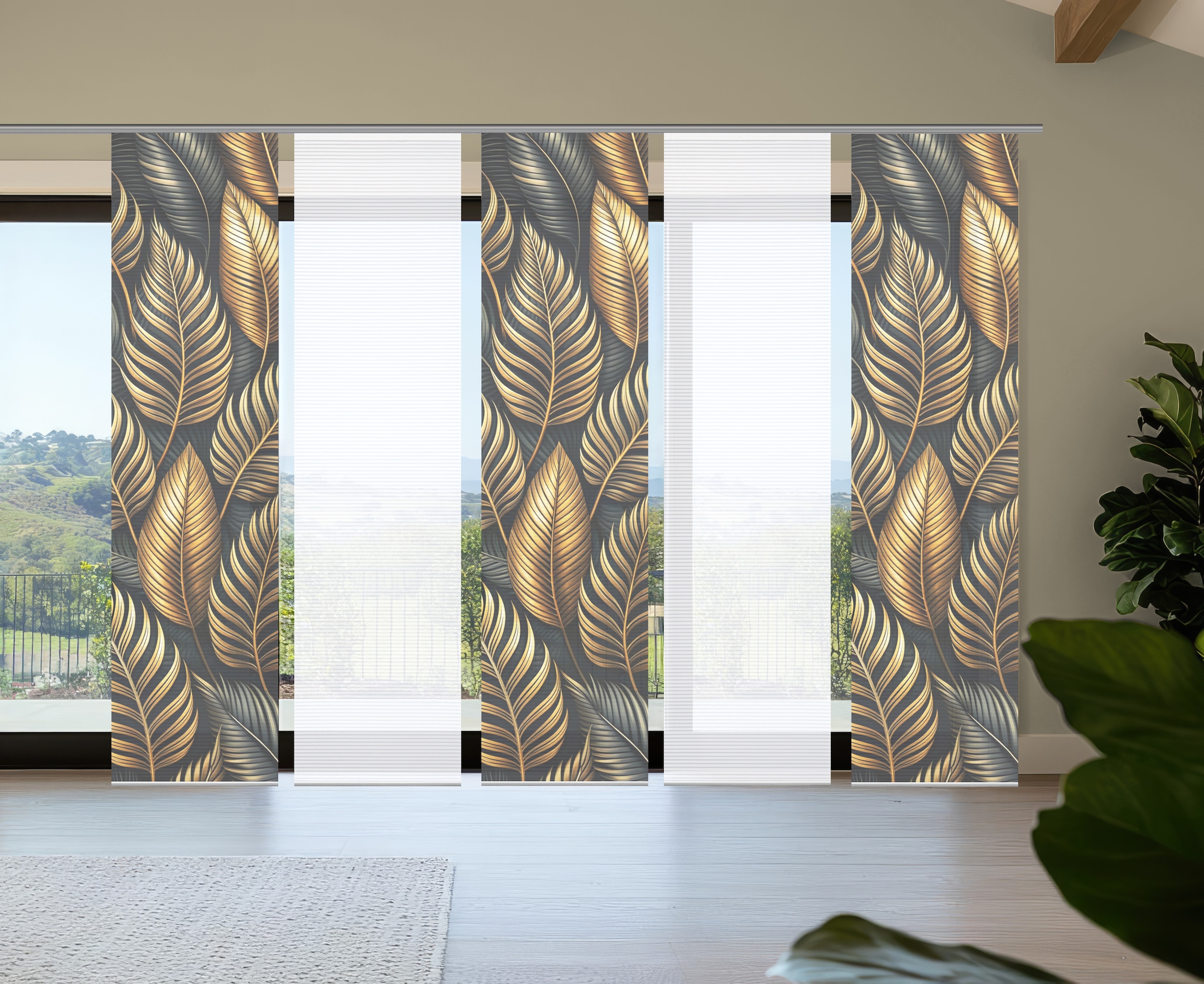 HOME in green Schiebegardine "ZEDRIC" Paneelwagen 5 Stk. tlg. Bambusoptik, günstig online kaufen