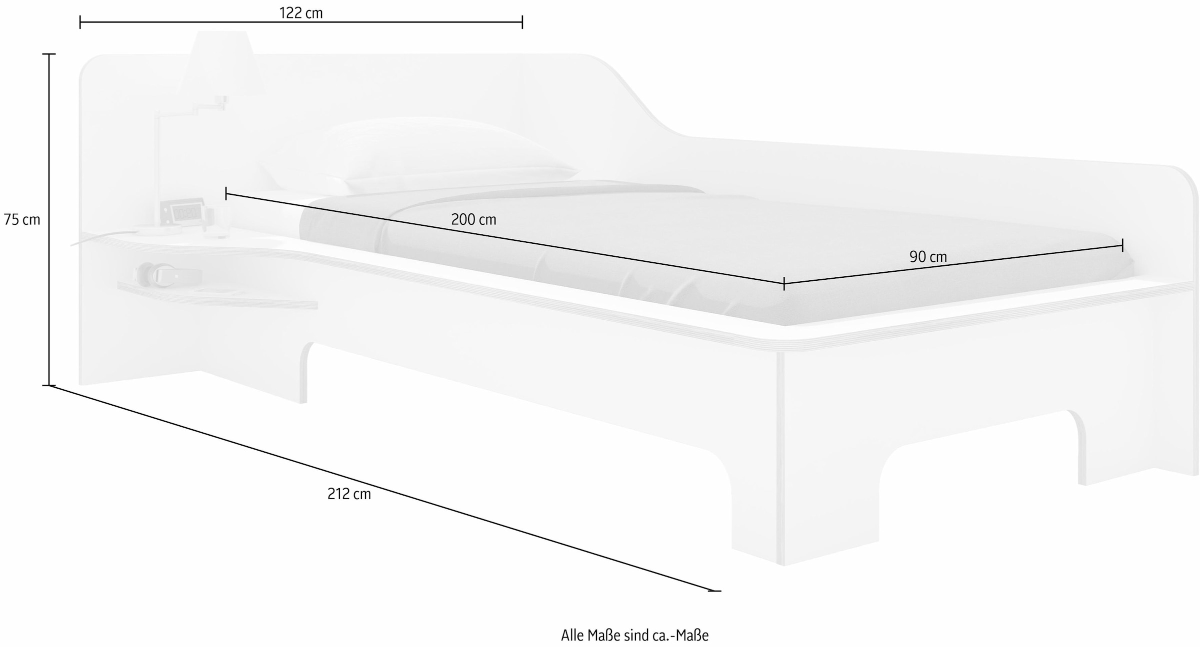 Müller SMALL LIVING Funktionsbett »PLANE«, aus Birkenschichtholz mit geschwungenem Seitenteil