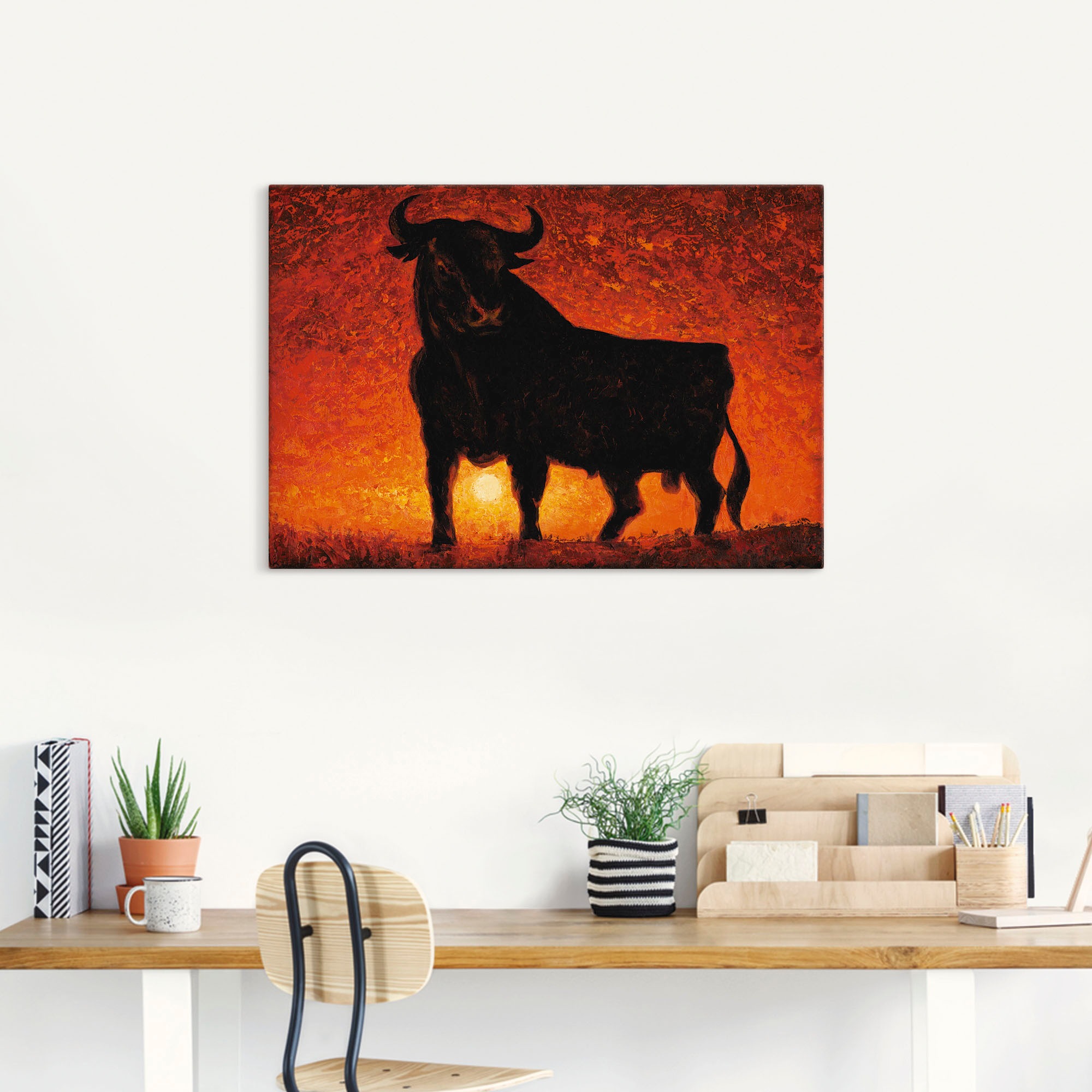 Artland Leinwandbild »Andalusischer Stier«, Wildtiere, (1 St.), auf Keilrahmen gespannt