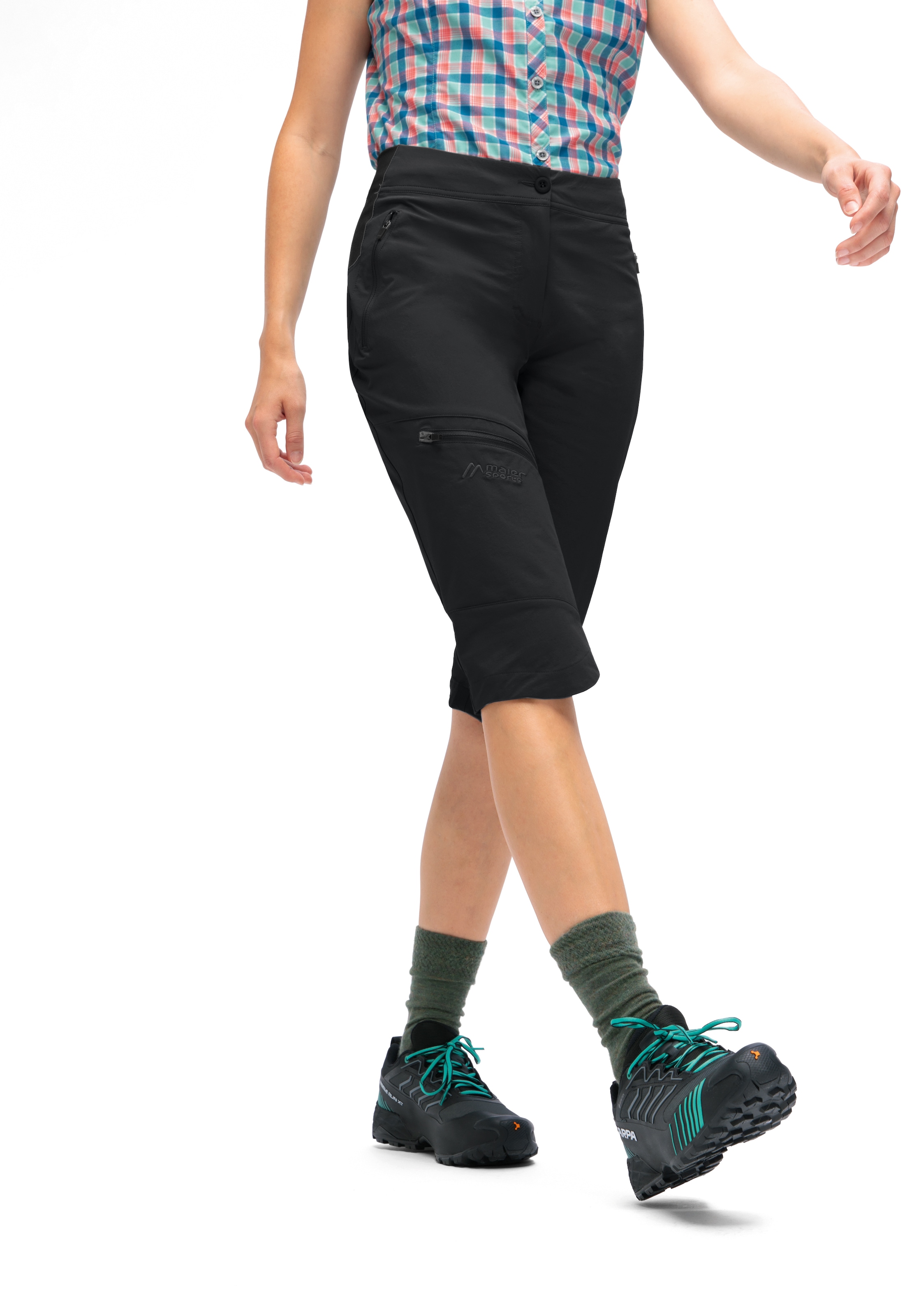 Maier Sports Outdoorhose »Inara slim Capri Vario«, Damen Wanderhose, elastische Funktionshose mit 4 Taschen, Slim Fit