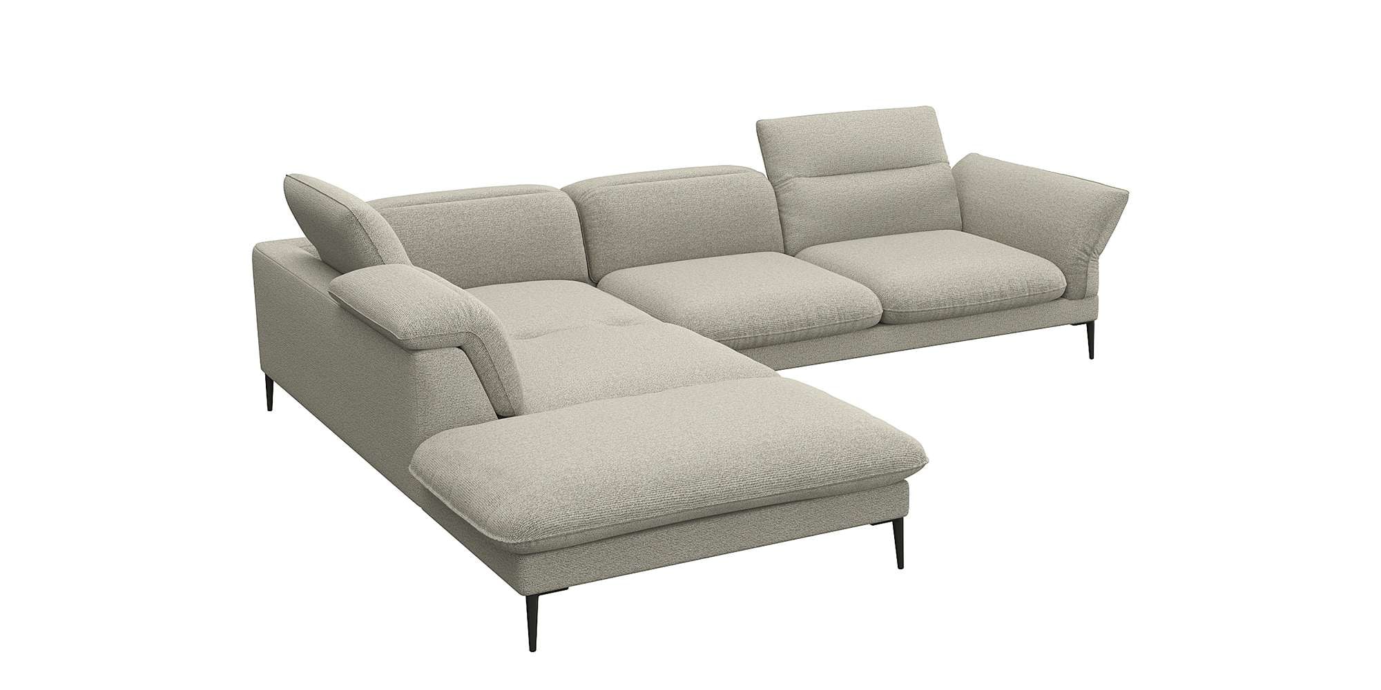 FLEXLUX Ecksofa »Salino, Funktionssofa mit Ottomane, Relaxsofa, Ecksofa«, Sofa mit Arm- und Kopfteil-Verstellungen, Kaltschaum & Stahl-Wellen