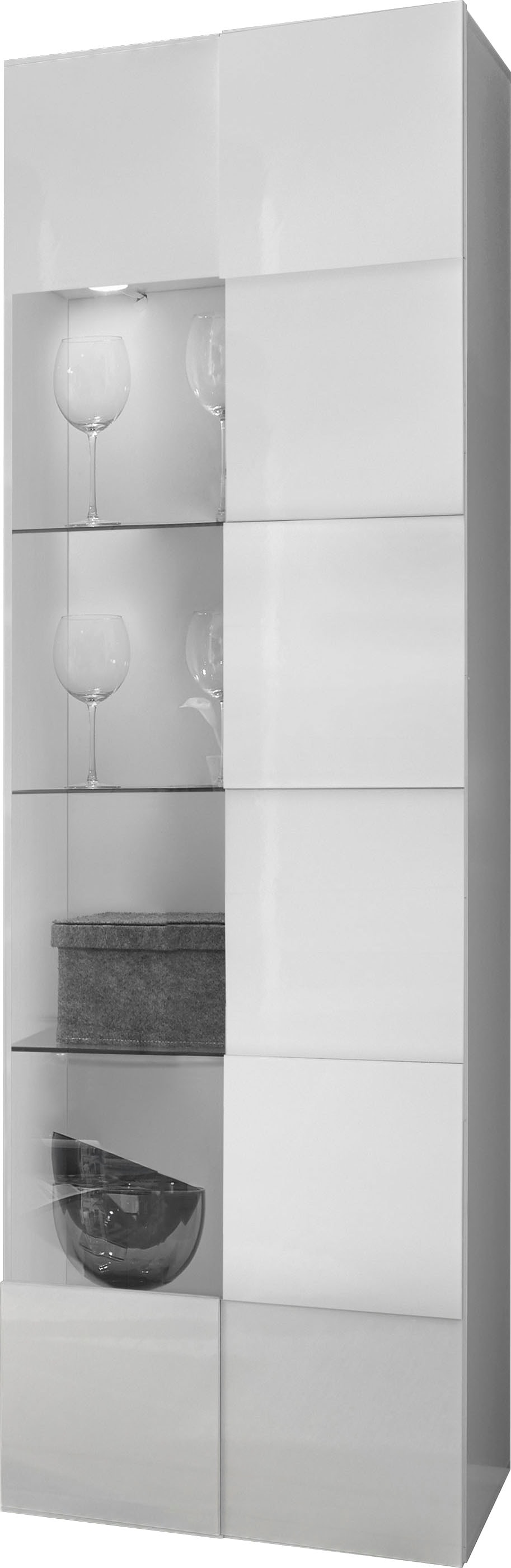 Home affaire Vitrine "Dama Höhe 187 cm, Breite 60 cm, Stauraumvitrine mit 1 Tür," Standvitrine - Front in 3D-Optik, viel Stauraum, verschiedene Farben