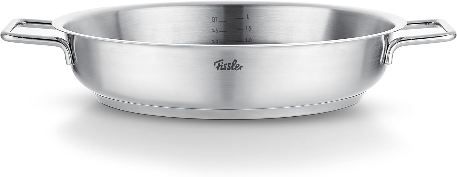 Fissler Servierpfanne "Fissler Pure Collection Servierpfanne" Edelstahl 18/10 1 Stk. tlg. Backofengeeignet bis 230C, Schüttrand, Made in Germany