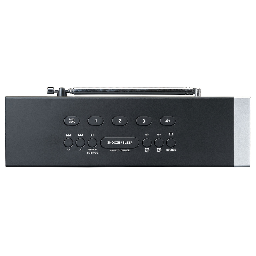 Lenco Digitalradio (DAB+) »CR-640BK DAB+/FM Stereo Uhrenradio mit BT und 2x4W RMS«, (Digitalradio (DAB+) 4 W)