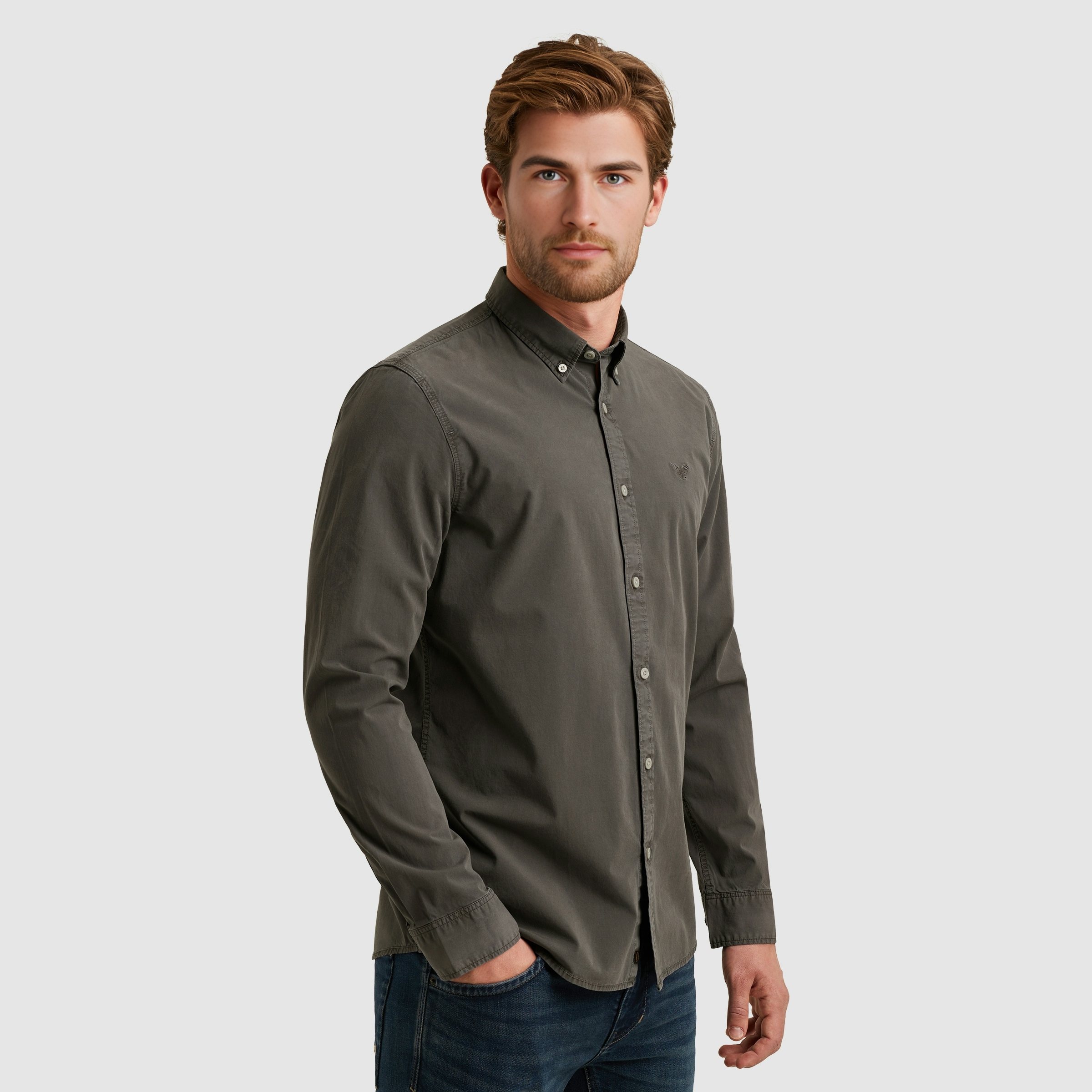 PME LEGEND Langarmhemd, mit Logo Stickerei